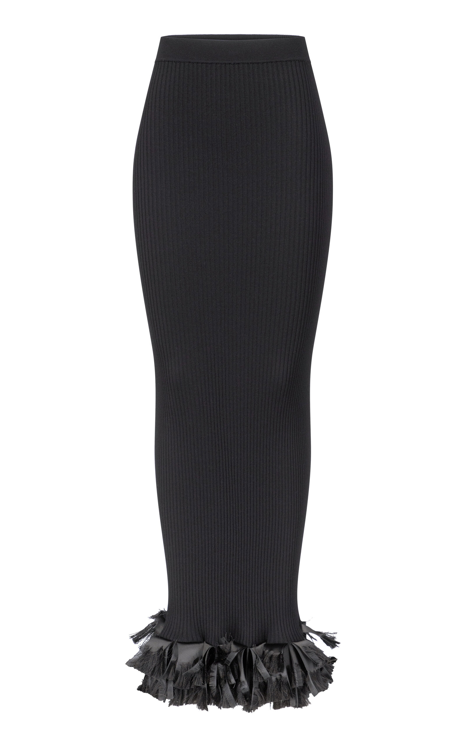 FFORME Riley Ribbon-Fringed Wool Maxi Skirt