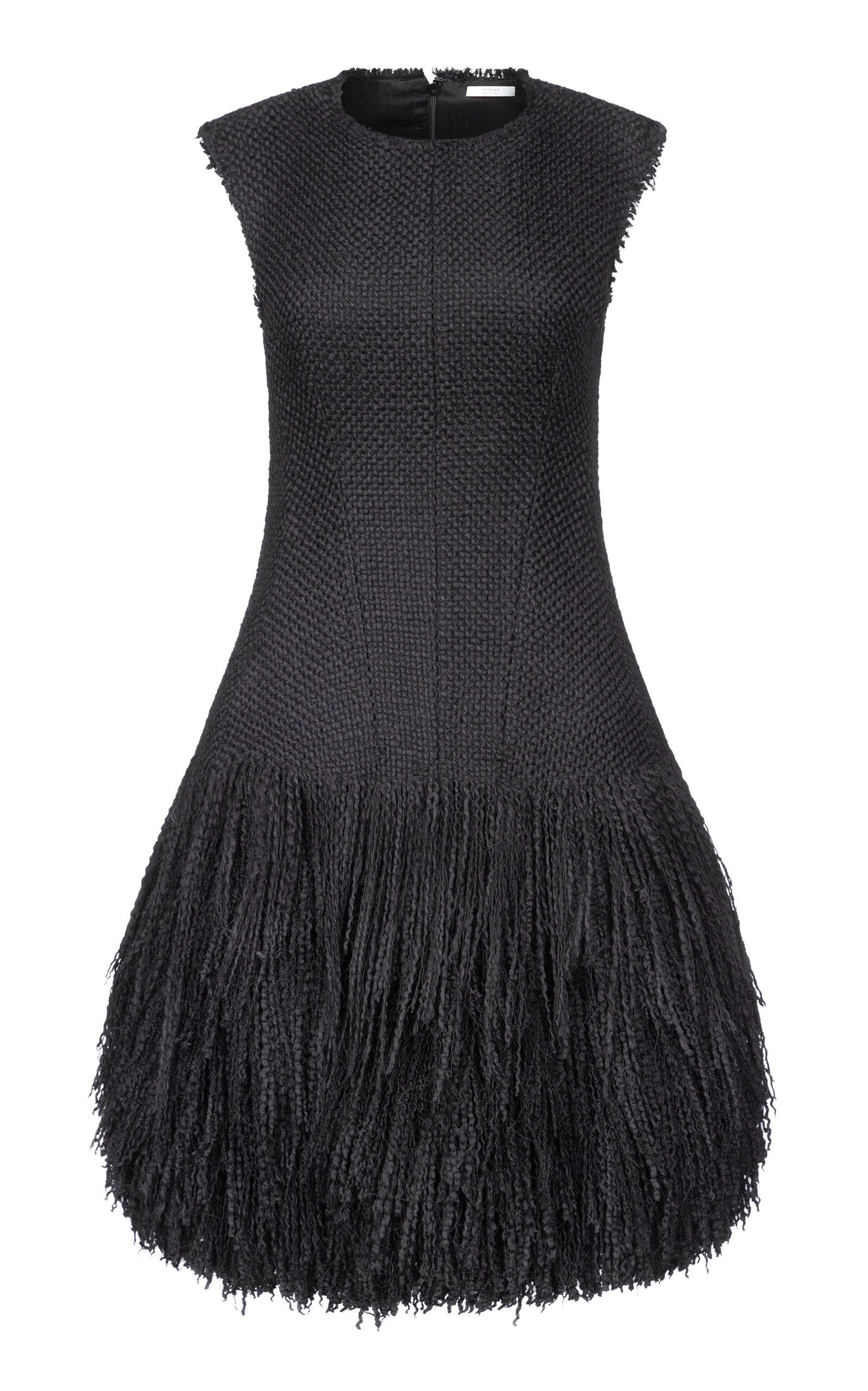 Fforme Talia Tweed Wool Mini Dress In Black