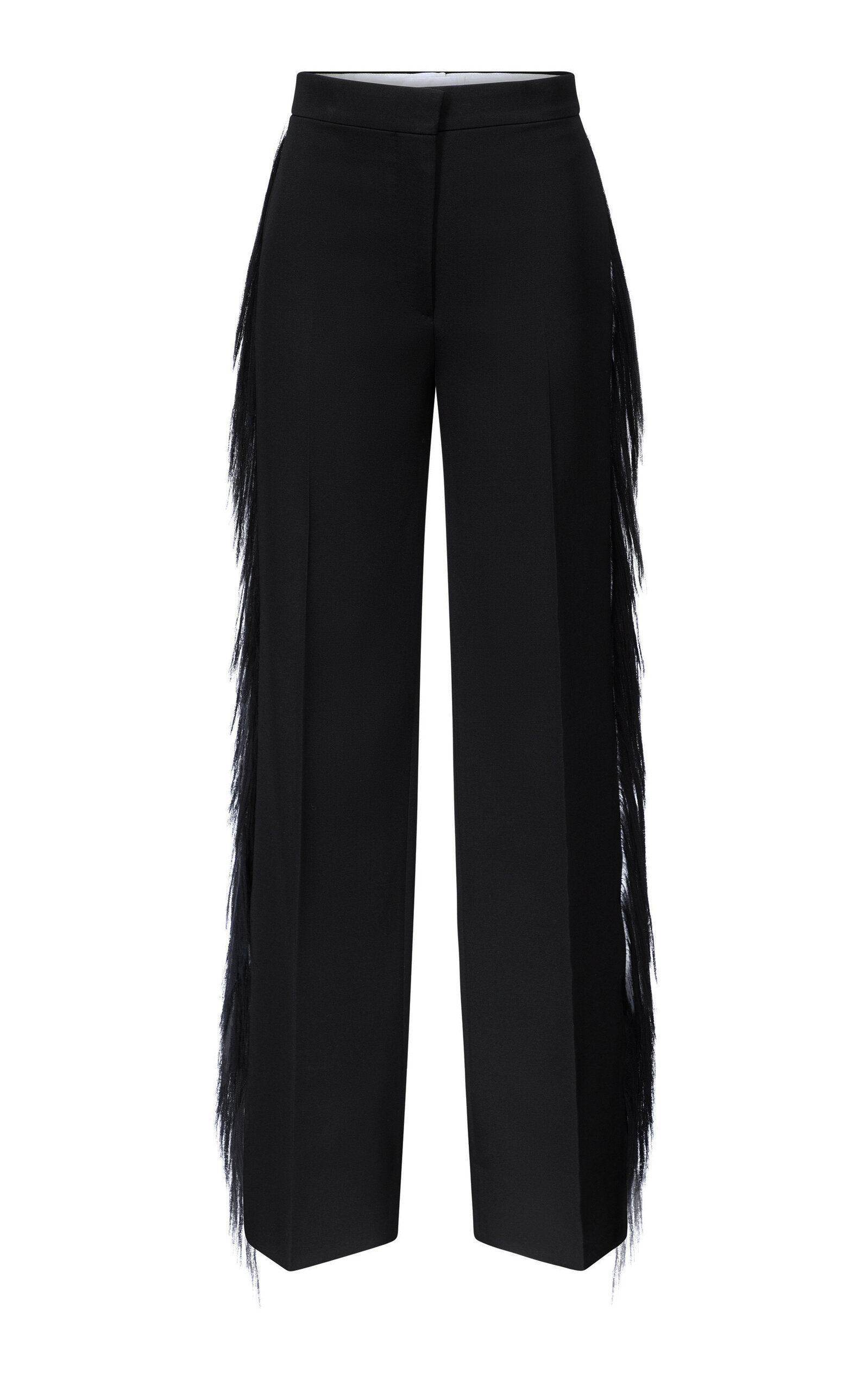 FFORME Luella Fringed Wool Straight-Leg Pants - Black