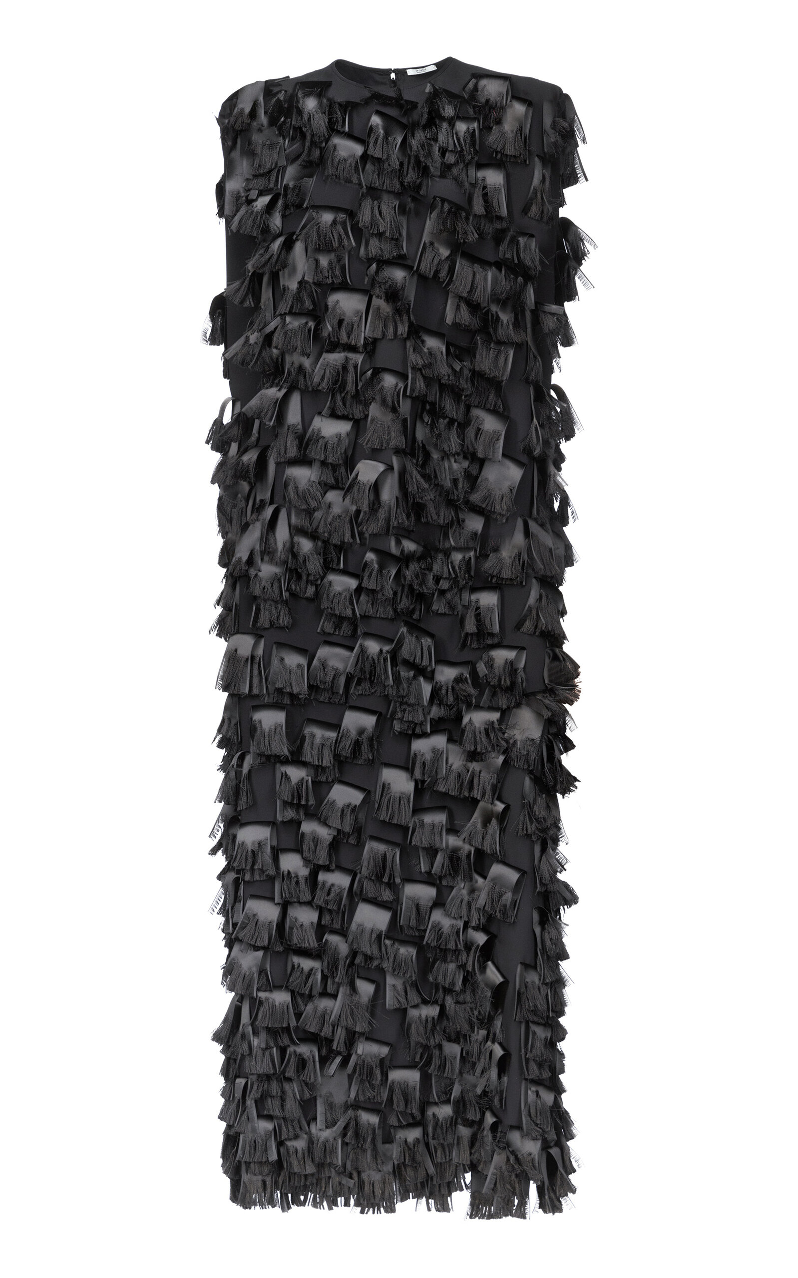 Fforme Avril Fringed Silk Dress In Black
