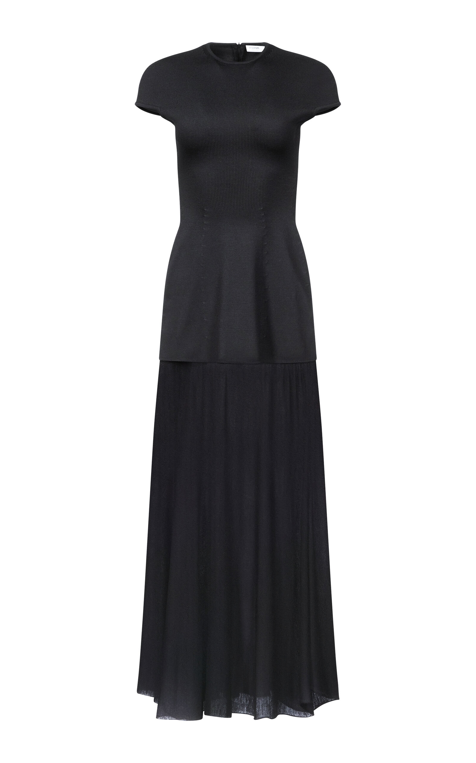 Fforme Sienna Moulded Knit Maxi Dress In Black