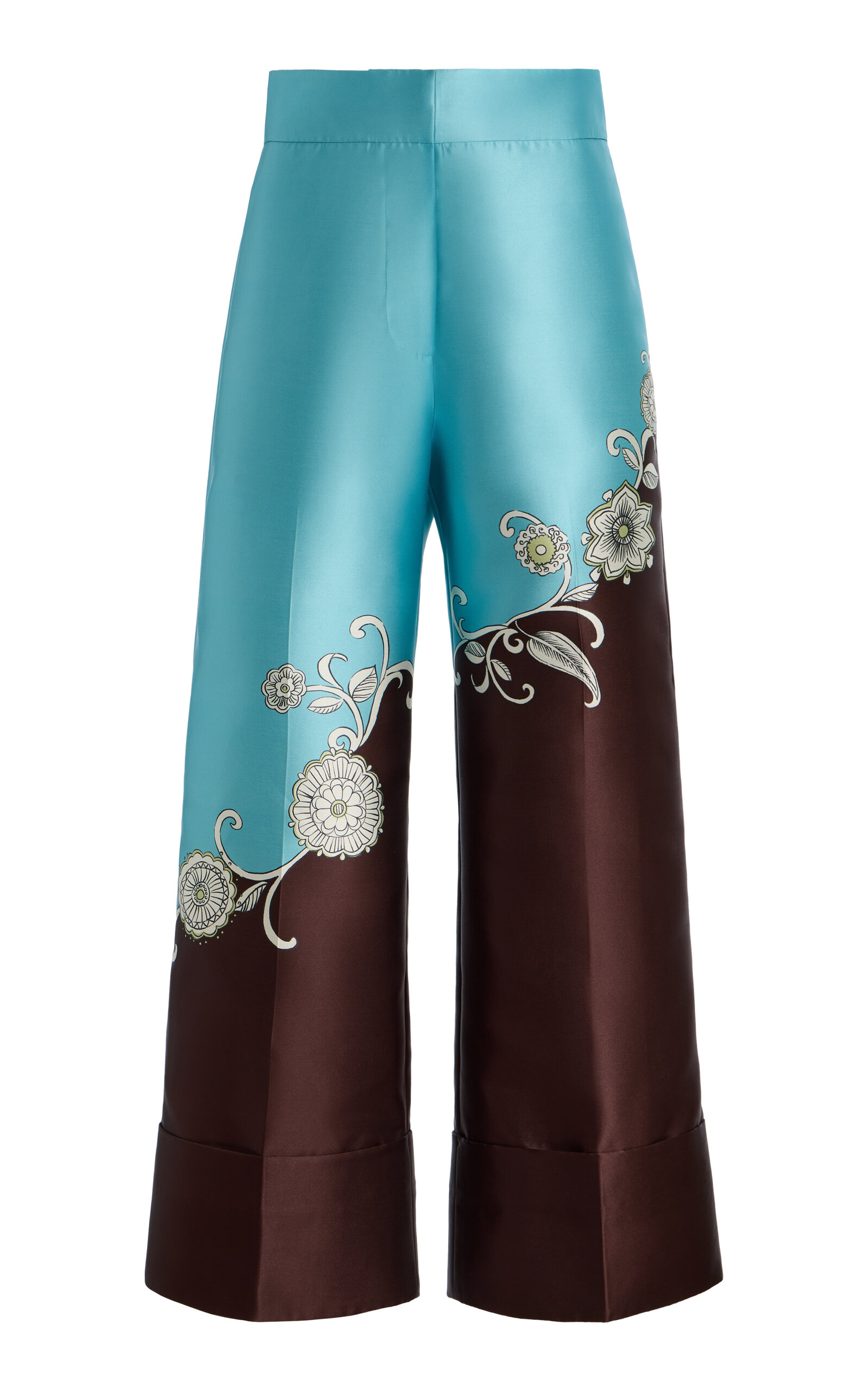 ALÃMAIS Gia Printed Satin Wide-Leg Pants