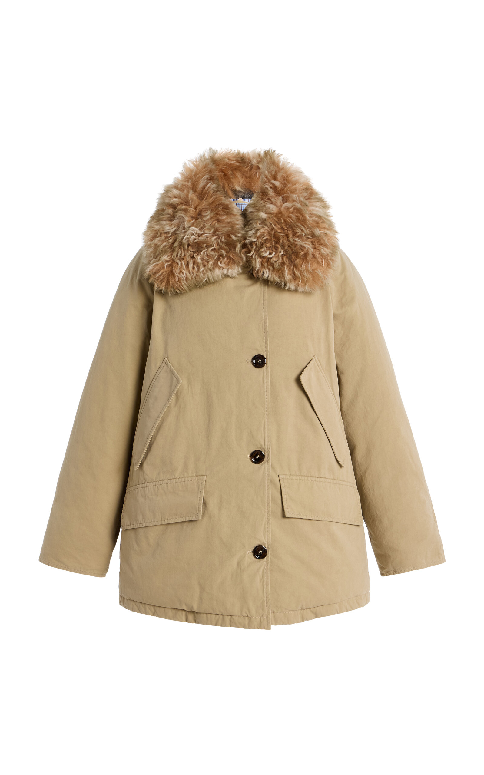 Prada Medium-weight Old Panama Cotton Down Jacket In Brown