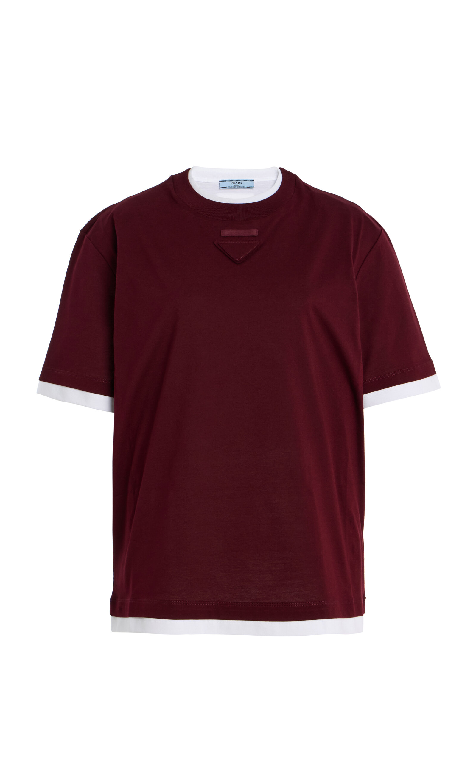 Prada - Cotton Jersey T-Shirt - Burgundy - XS - Moda Operandi