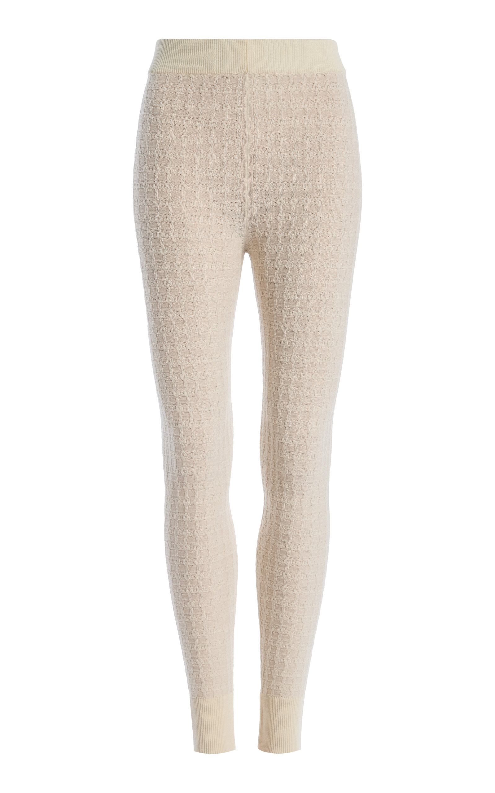 Cordova Soleil Cable-knit Merino Wool Leggings In White