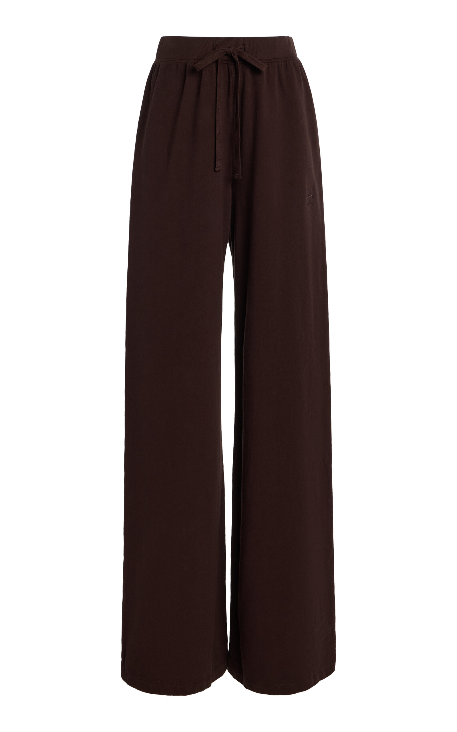 Éterne Drawstring Cotton Wide-leg Sweatpants In Brown