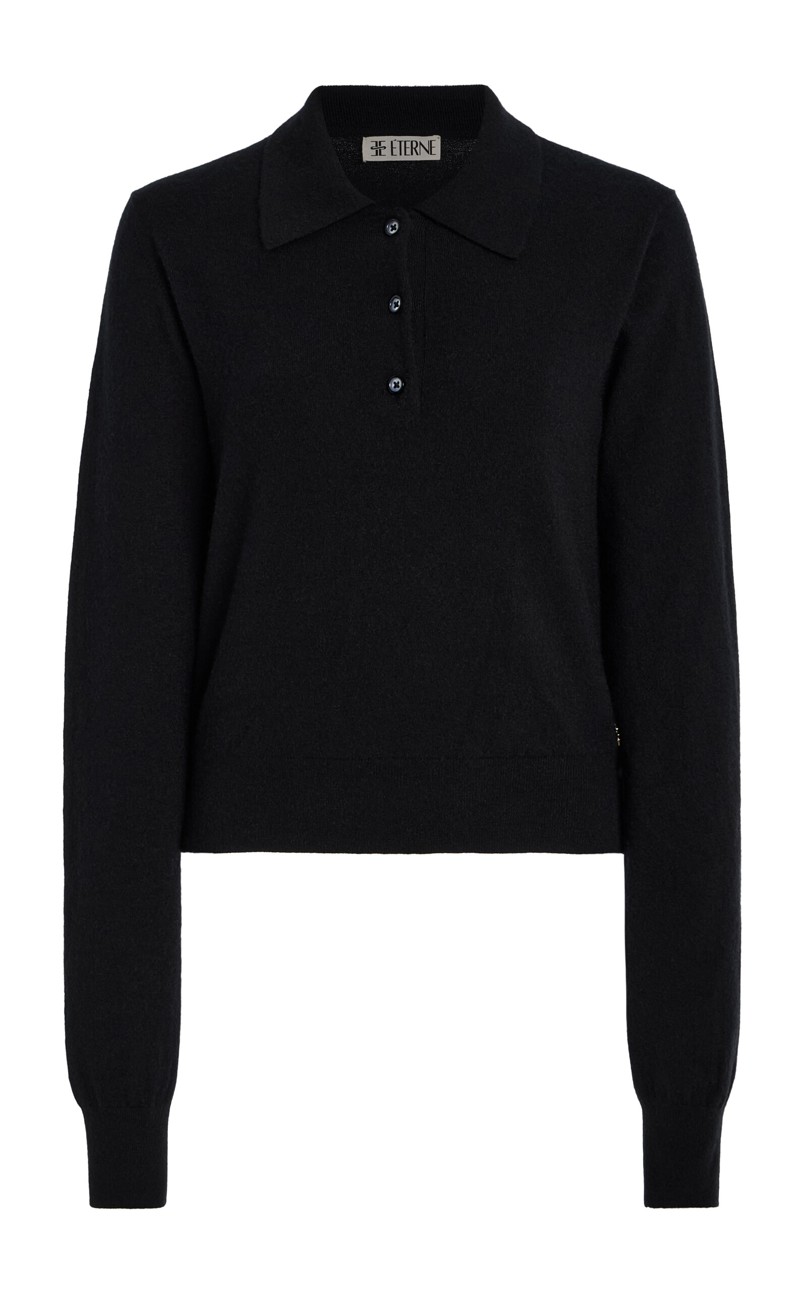 Éterne Journey Cashmere Polo Sweater In Black
