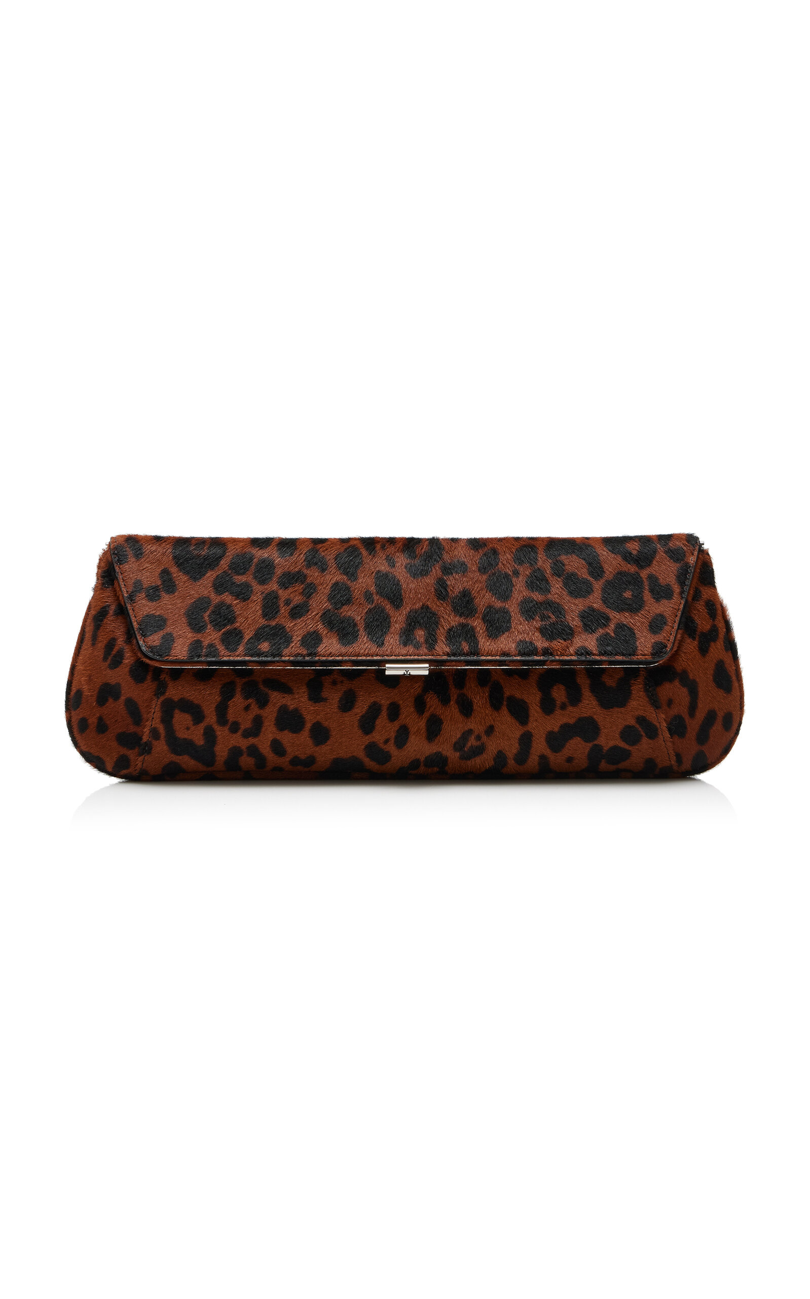 Amina Muaddi Ami Leopard Pony Hair Clutch