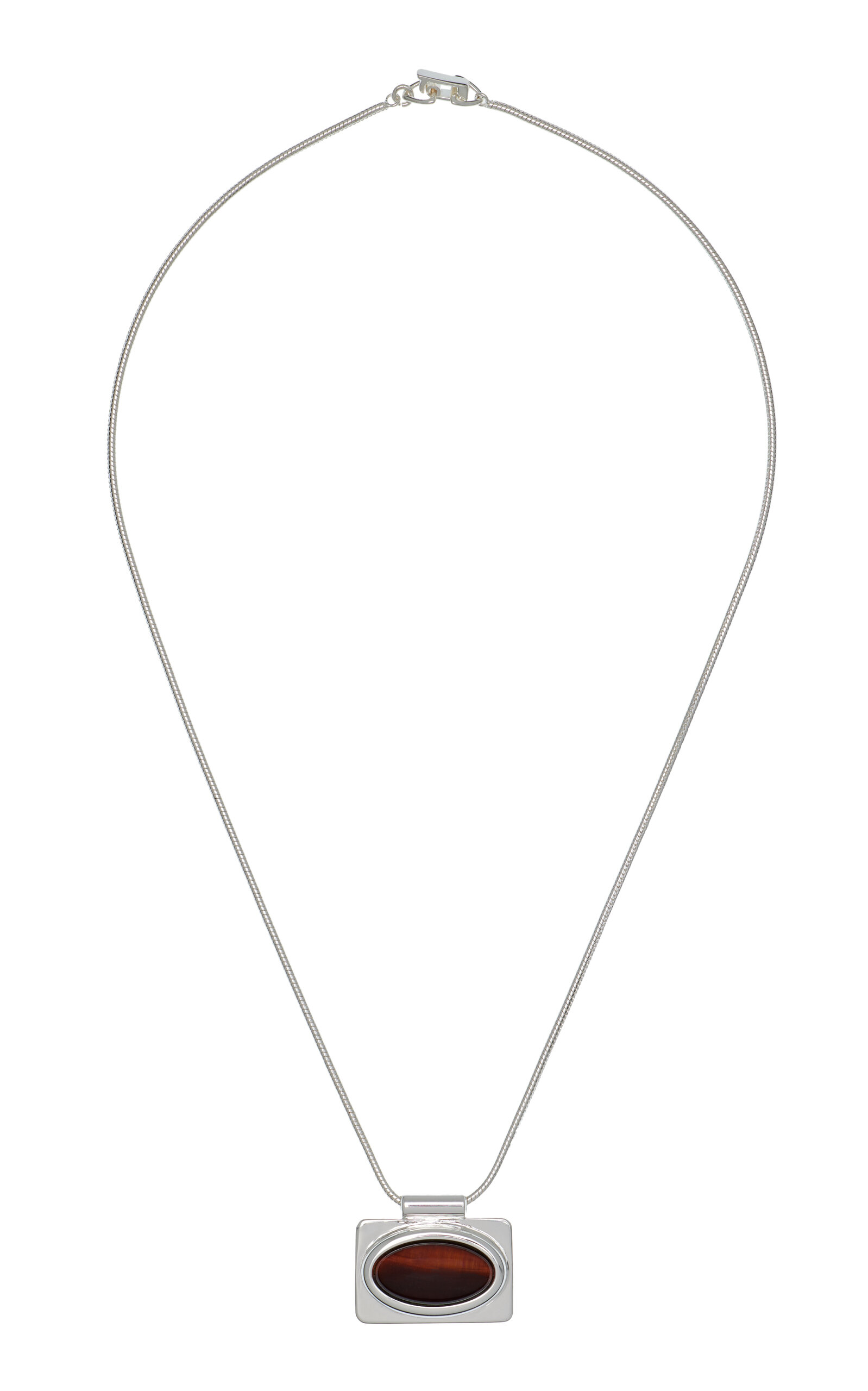 Ragbag Studio Emberly Sterling Silver Tiger's Eye Necklace - Silver - OS - Moda Operandi