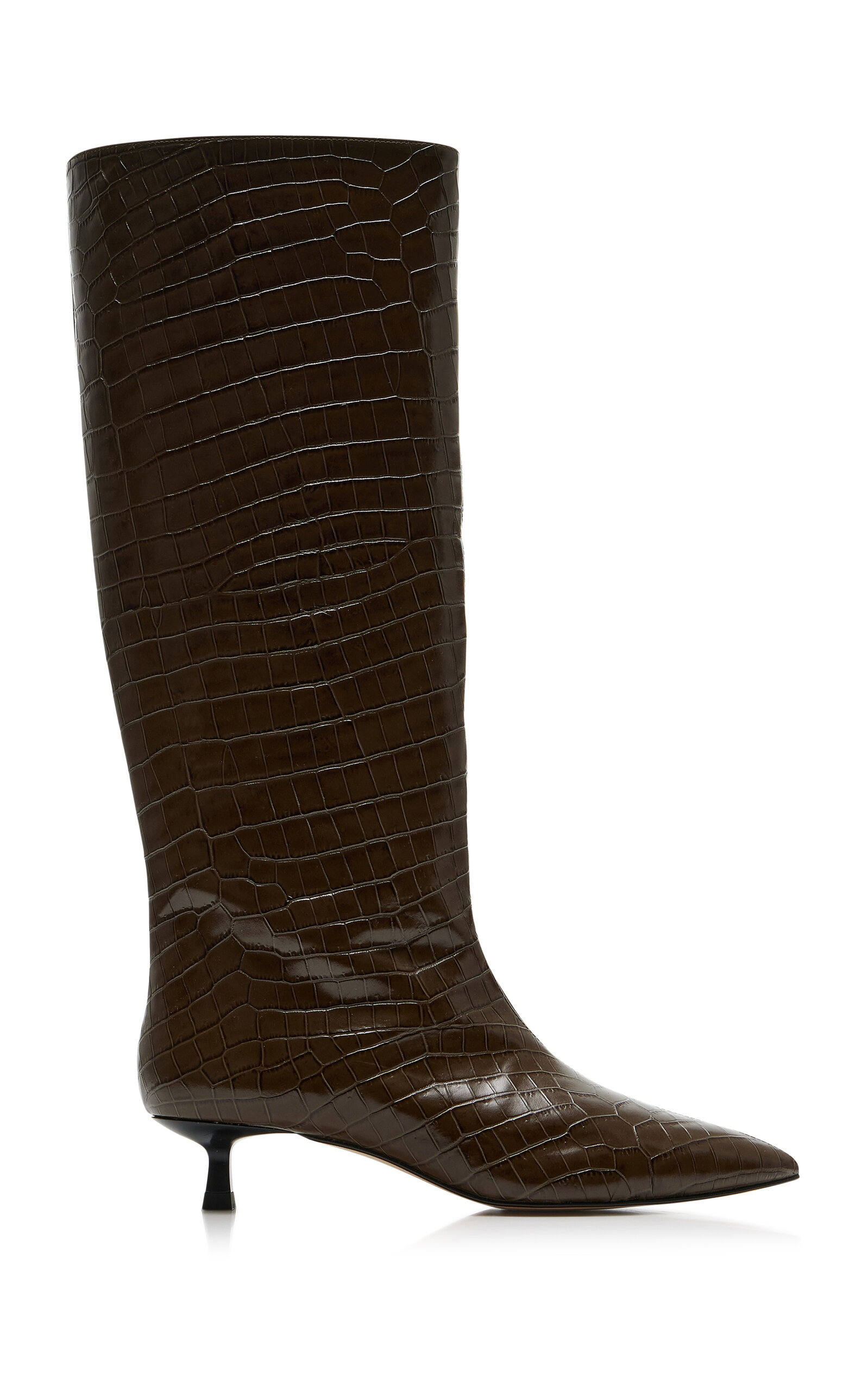 Freda Salvador Robyn Croc-effect Leather Knee Boots In Brown
