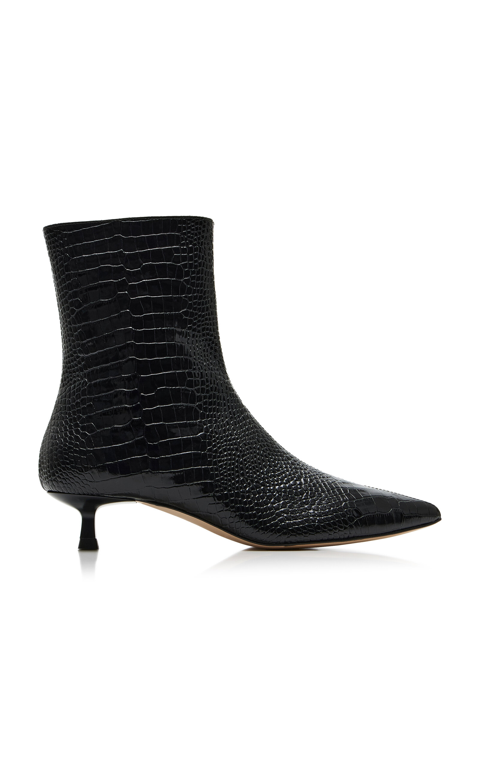 Freda Salvador Lanna Croc-effect Leather Boots In Black