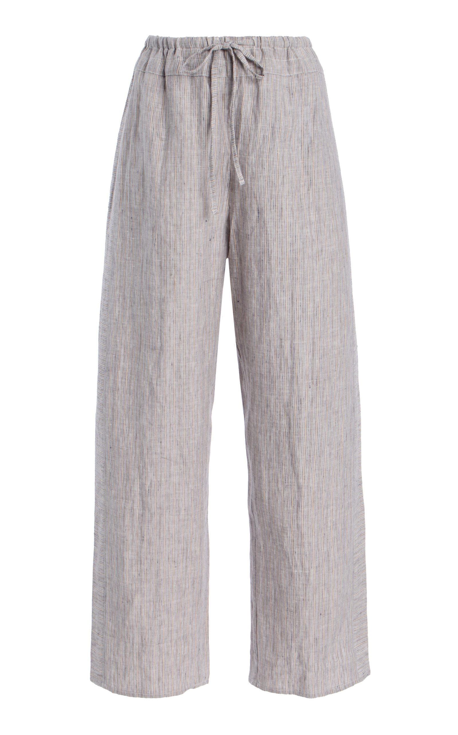 Double-Waist Organic Linen Wide-Leg Pants
