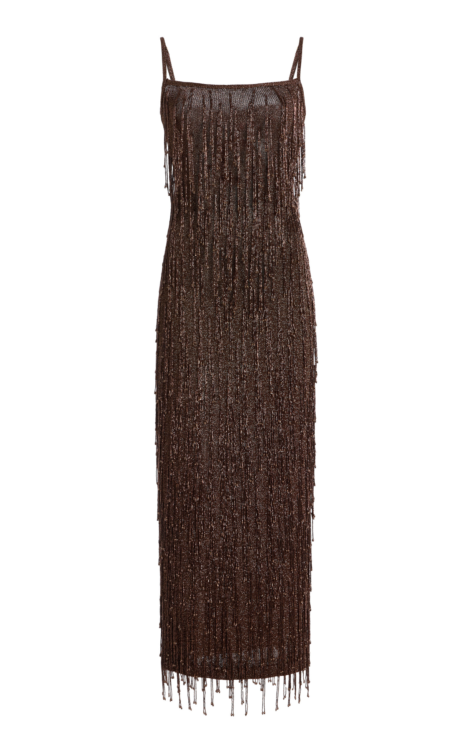 Cult Gaia Ola Beaded Metallic-Knit Midi Dress