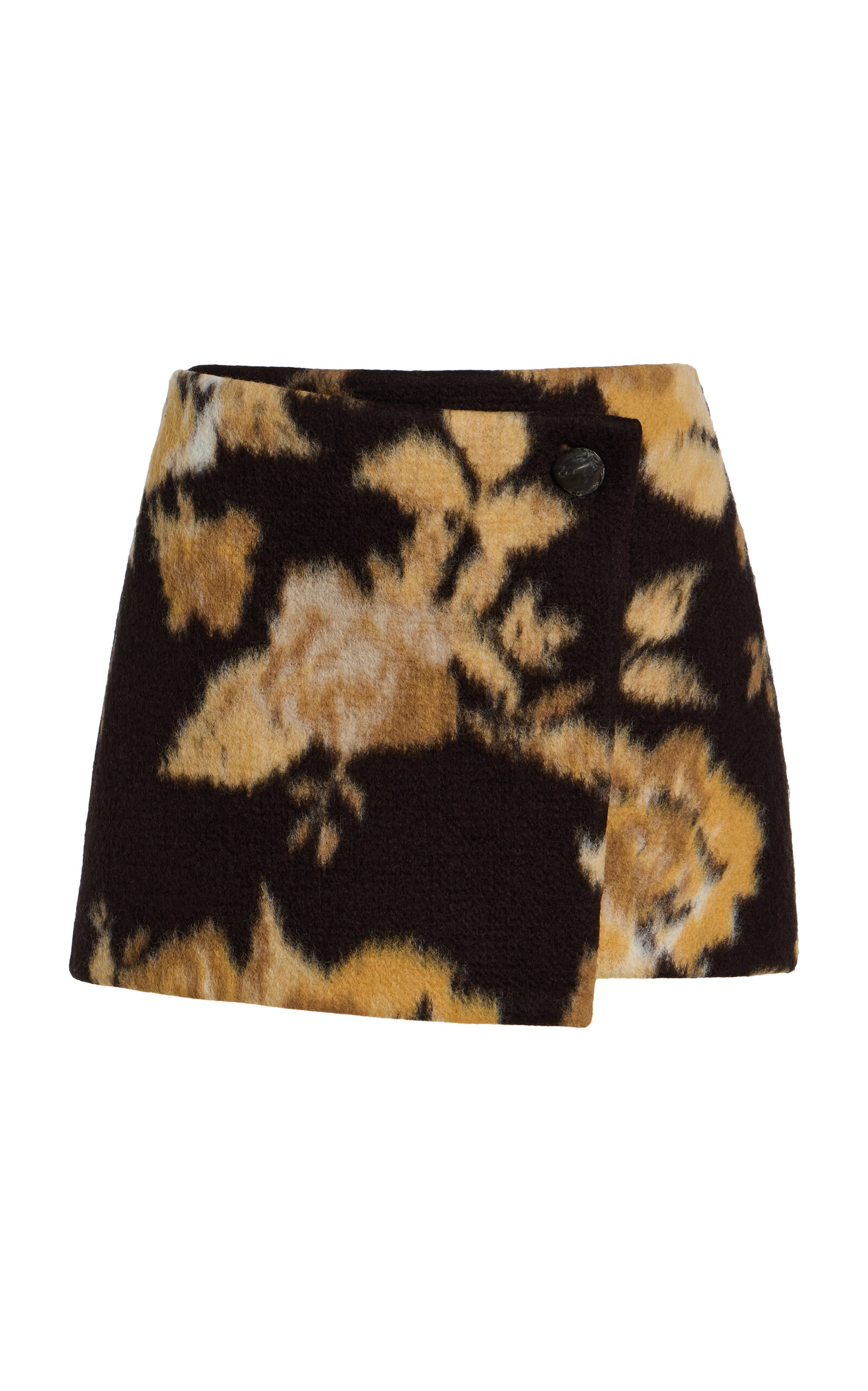 Cult Gaia Cornelia Floral Felt Mini Wrap Skirt In Black