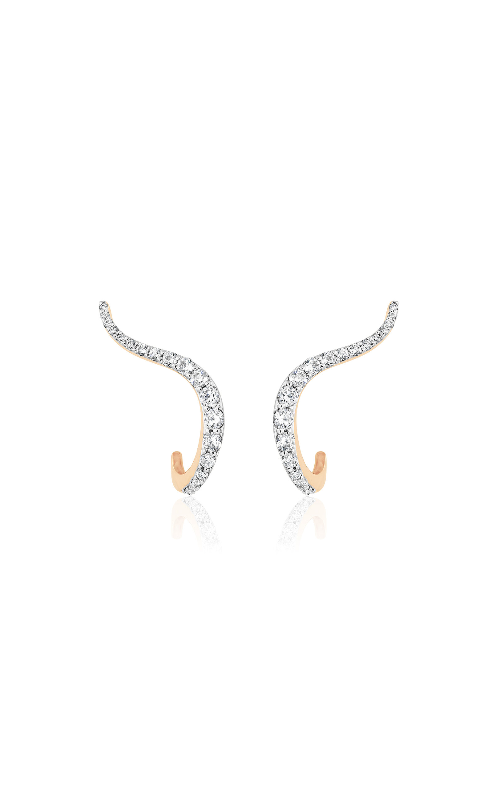 Marie Mas 18k Rose Gold Halo Earrings Half Pavé In White