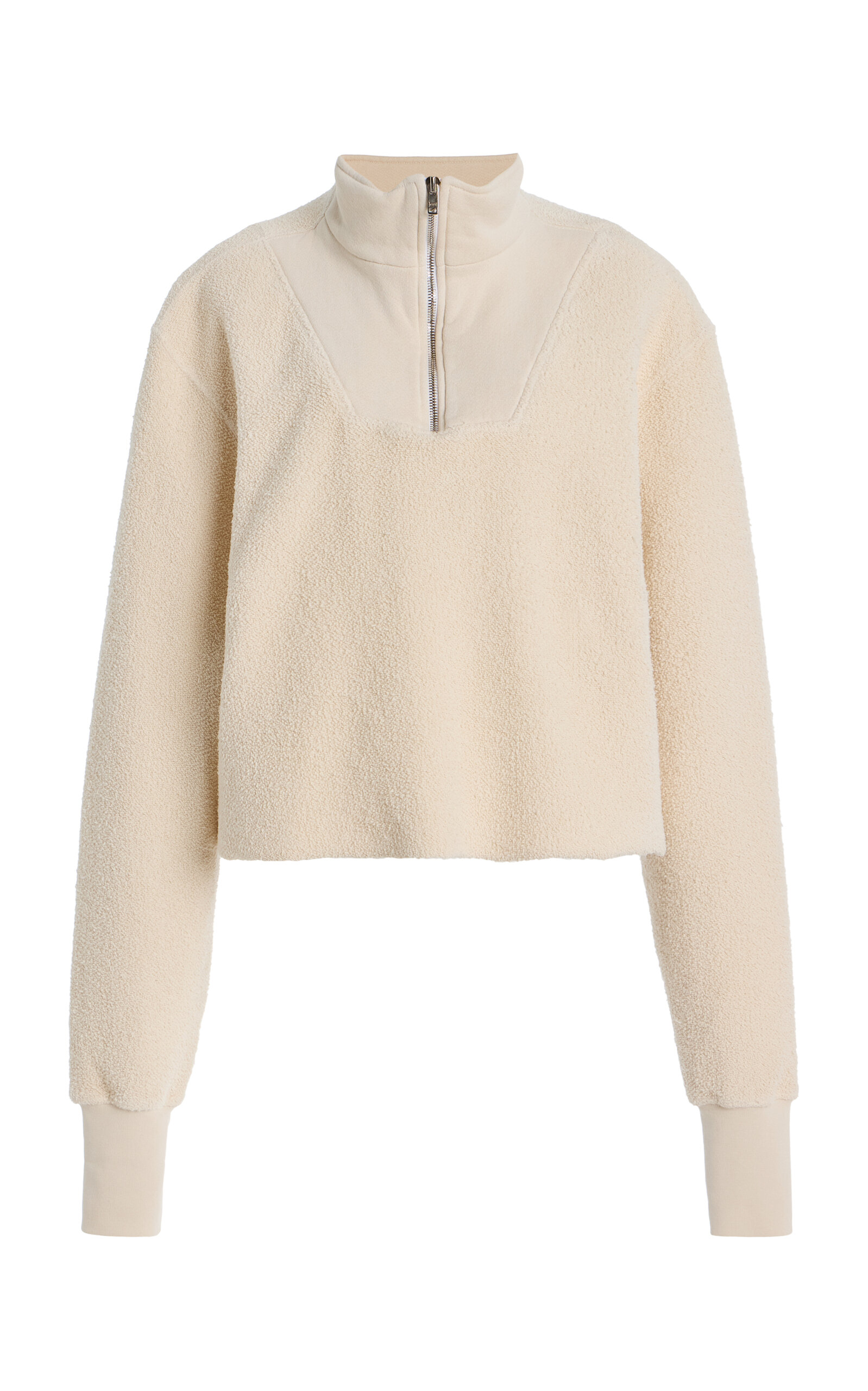 Les Tien Haley Cropped Half-Zip Cotton Sweatshirt