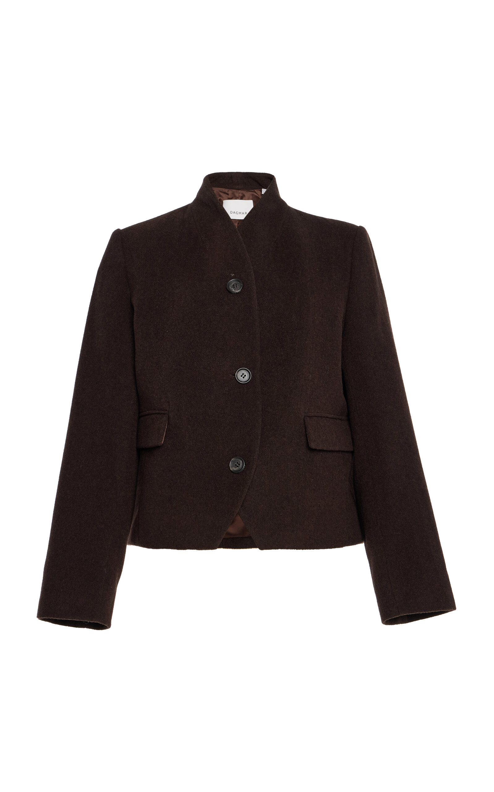 House Of Dagmar Short Curved Wool-blend Jacket In Brown