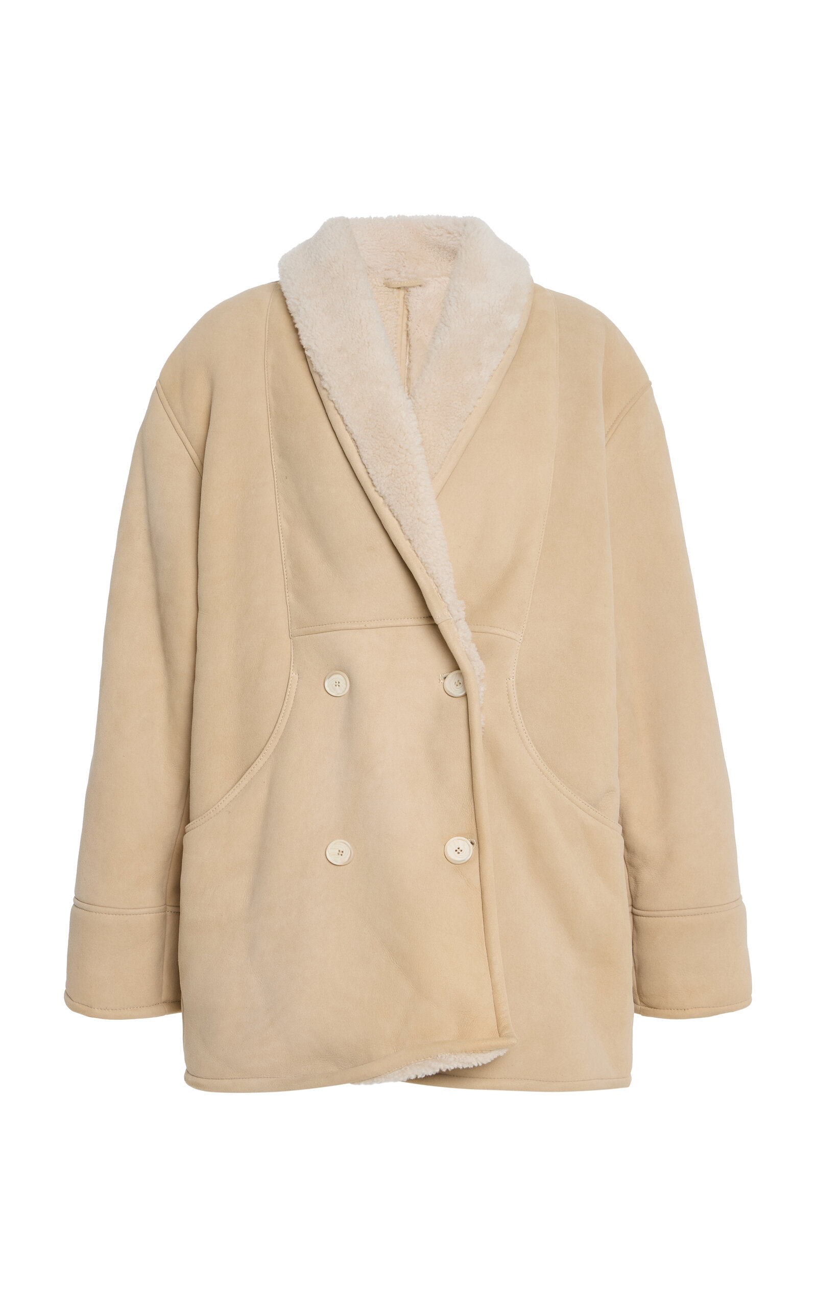 House Of Dagmar Double-breasted Shearling Jacket In Brown
