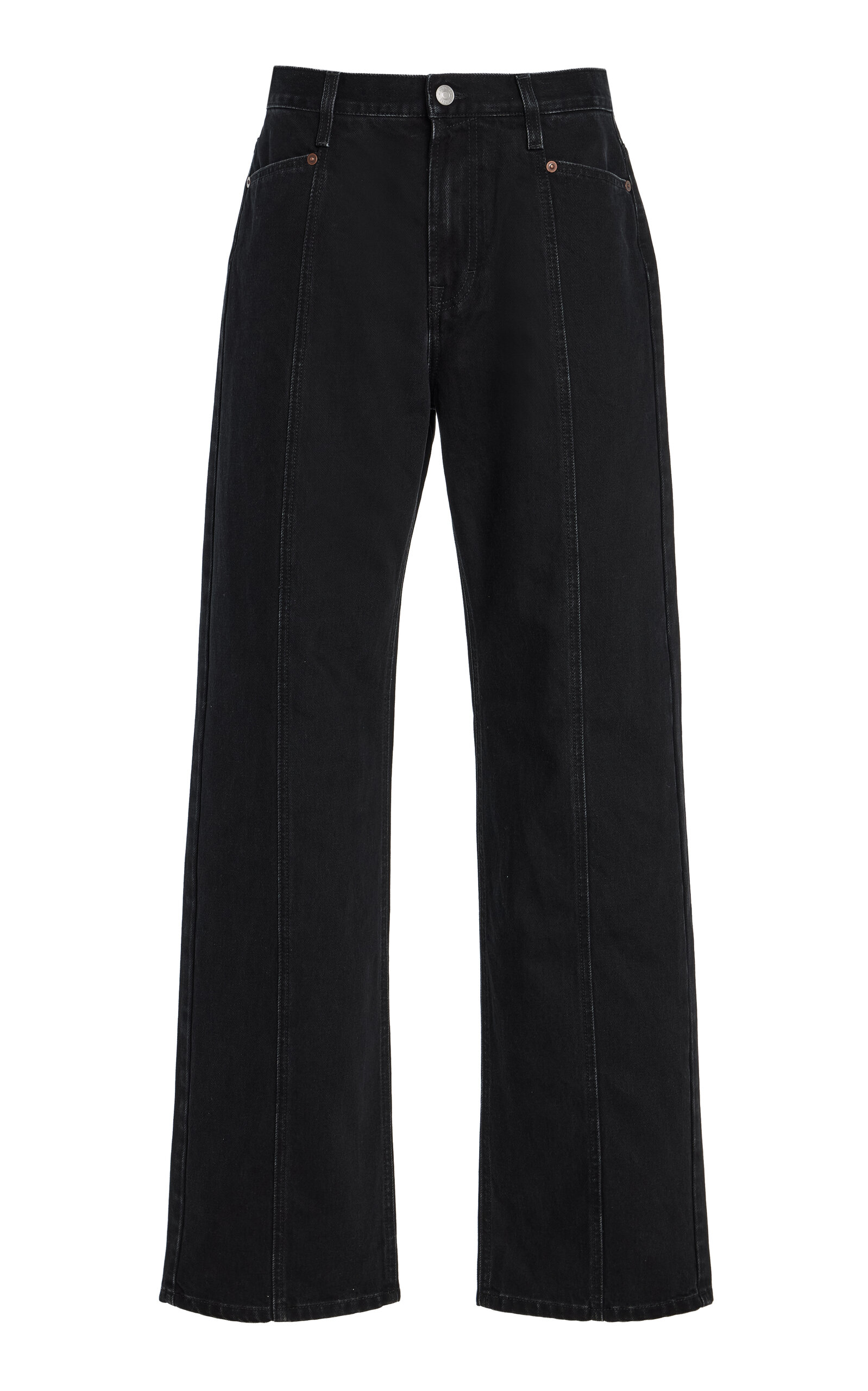 House Of Dagmar Stretch Mid-rise Straight-leg Jeans In Black
