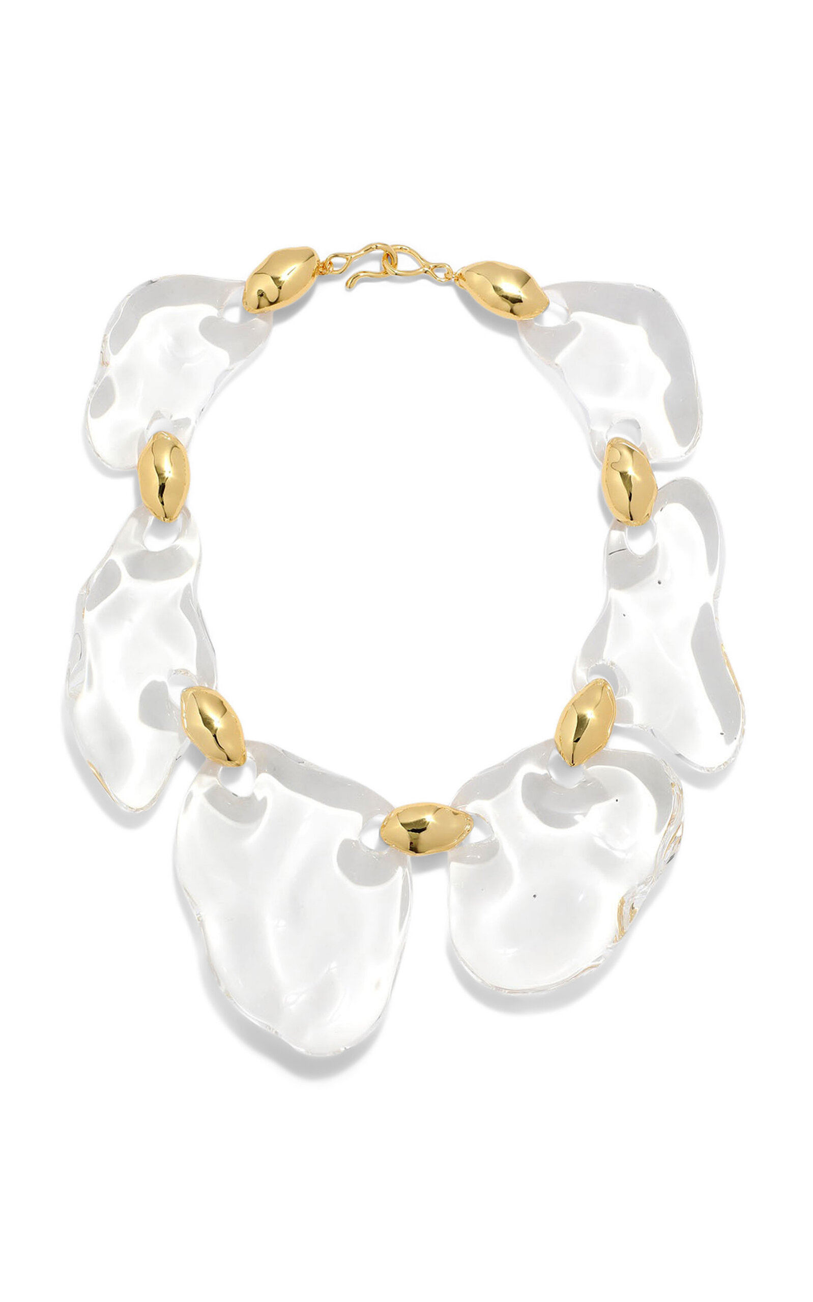 14K Gold-Plated Lucite Pebble Necklace