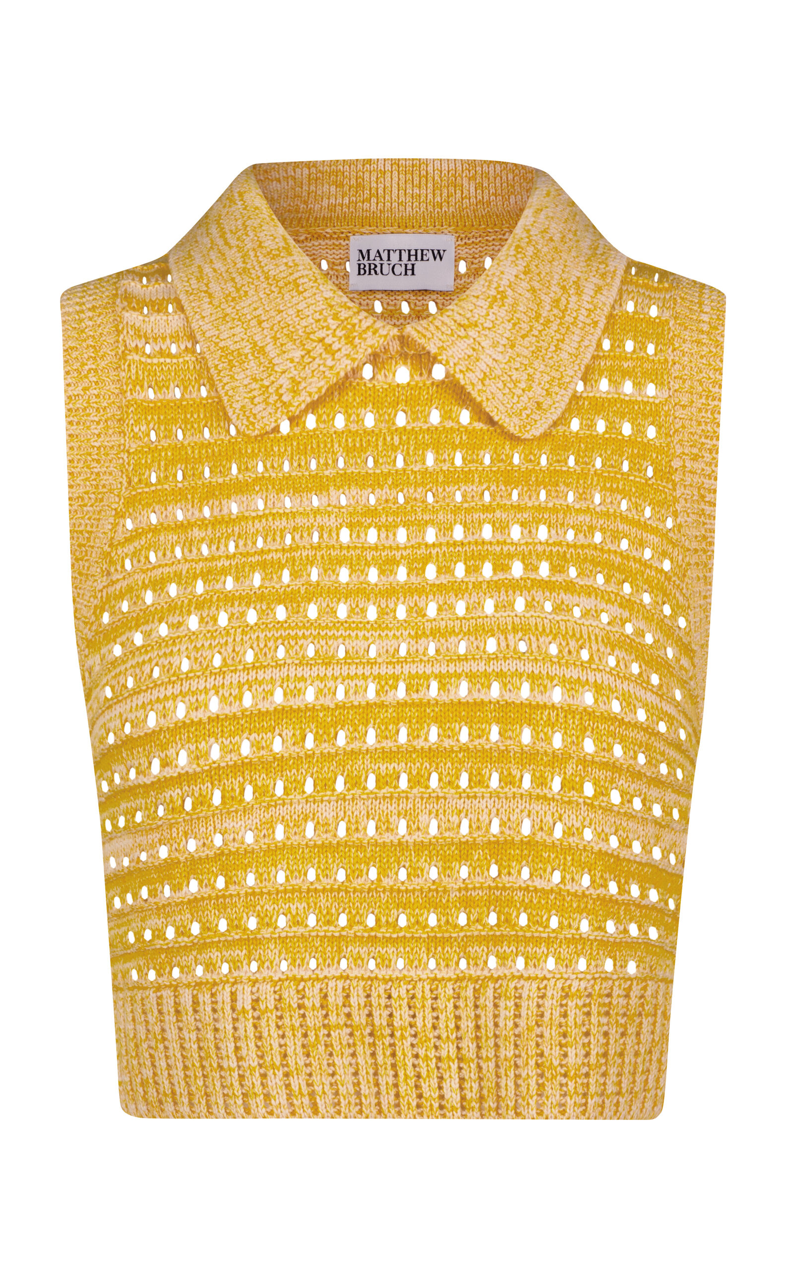 Collared Knit Mesh Tank Top