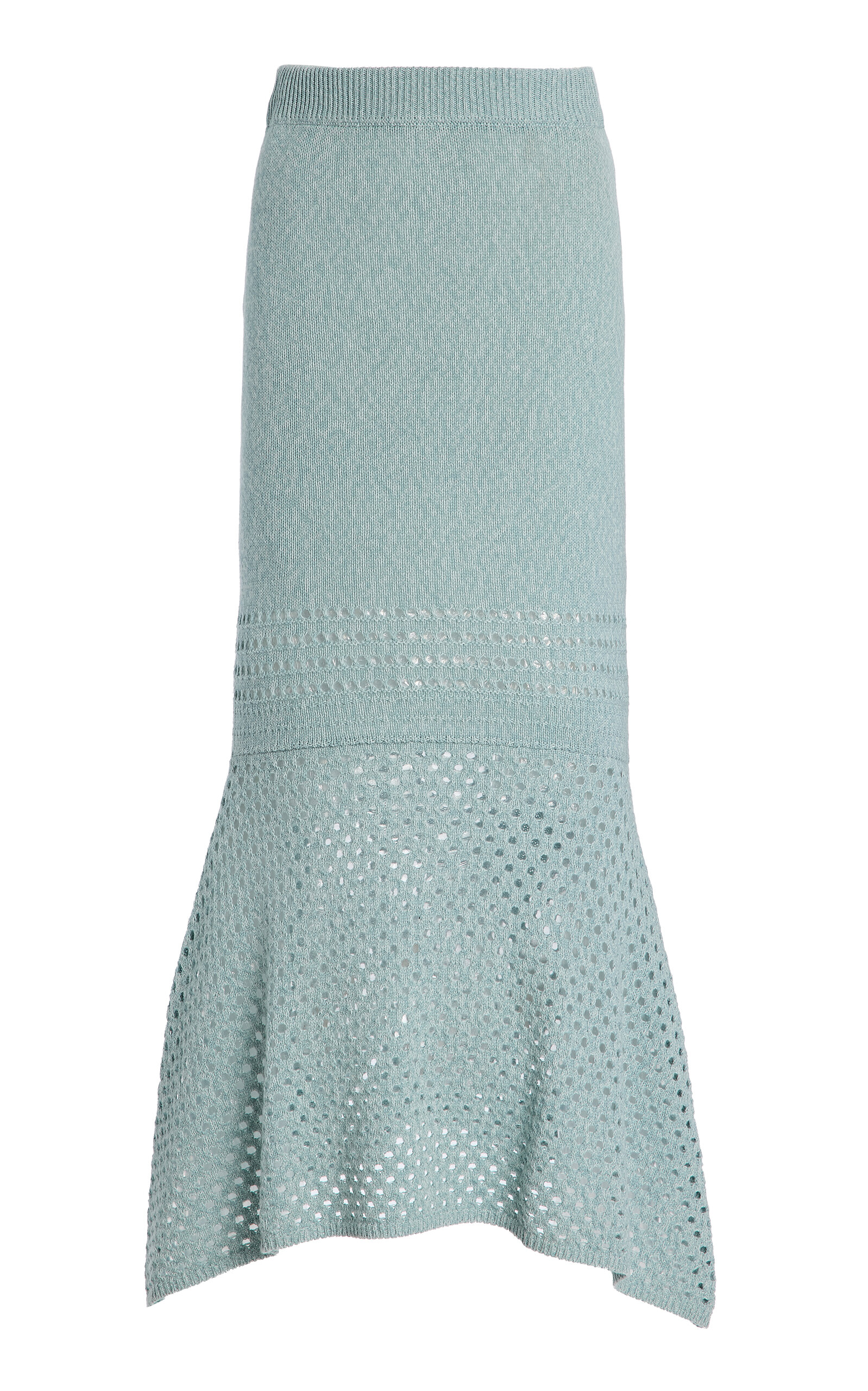 Matthew Bruch Striped Mesh Handkerchief Midi Skirt In Blue