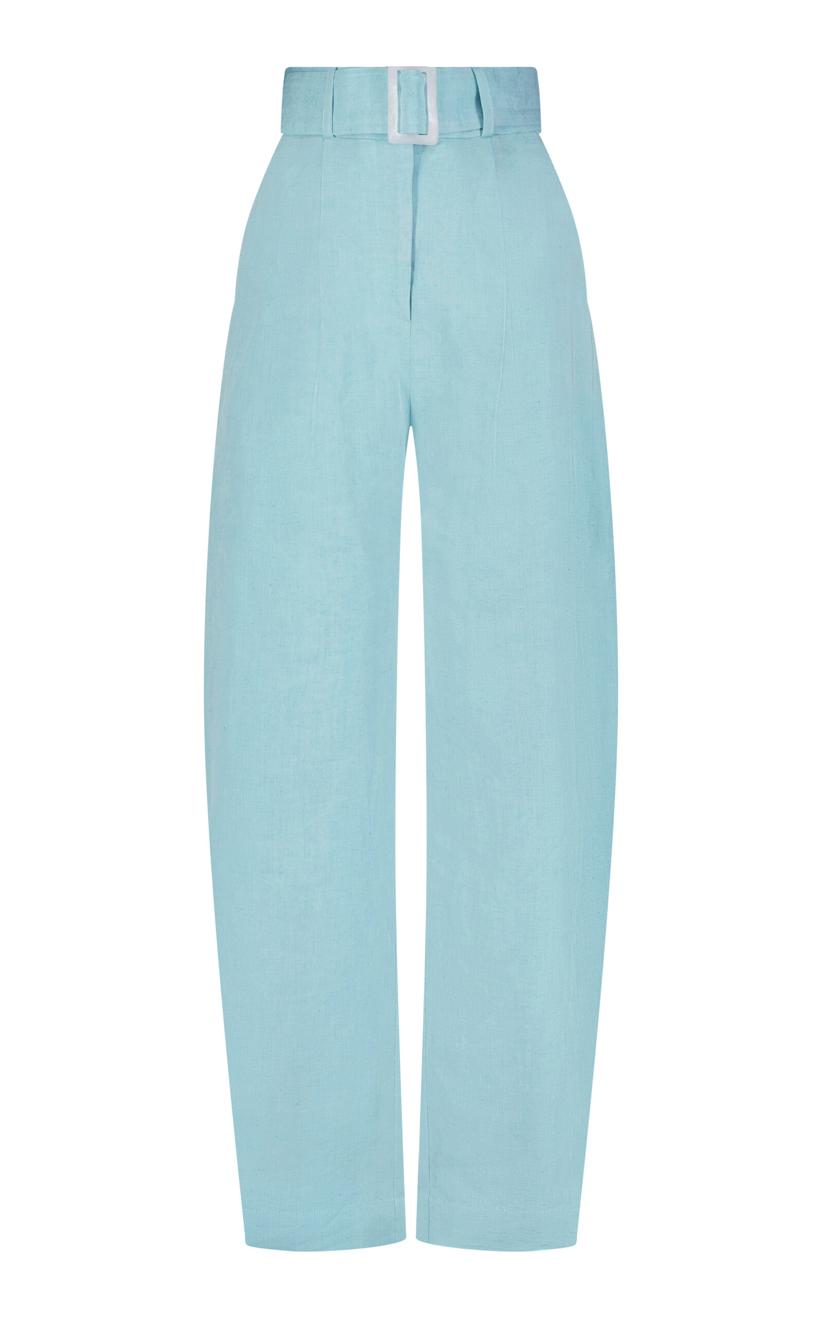 Pleated Linen-Blend Barrel Pants