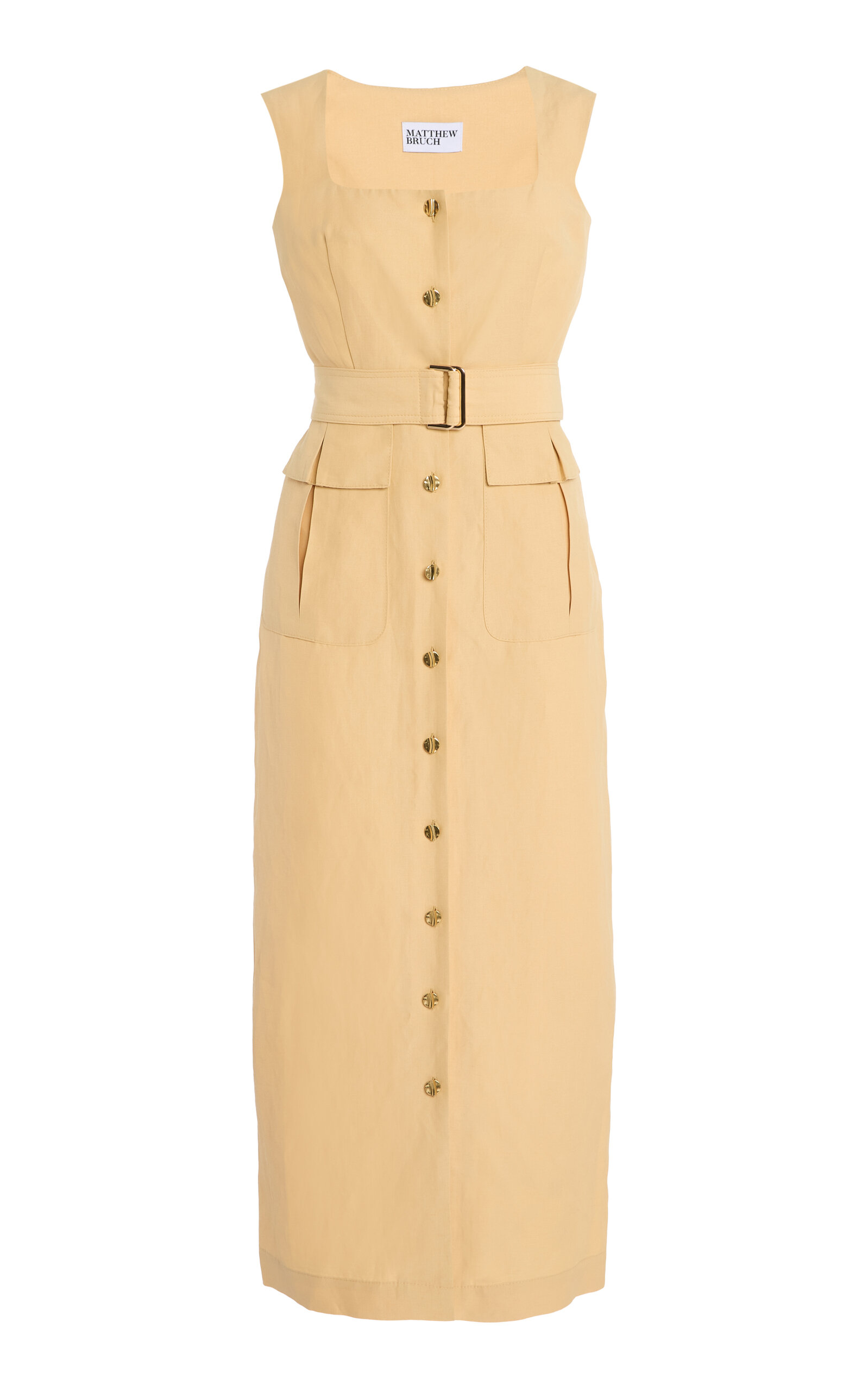 Matthew Bruch Apron Linen-Blend Cargo Midi Dress