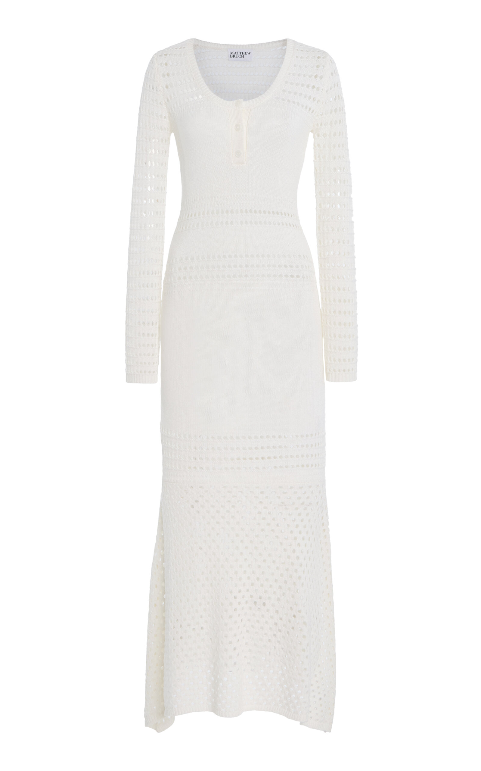 Matthew Bruch Striped Mesh Handkerchief Midi Dress