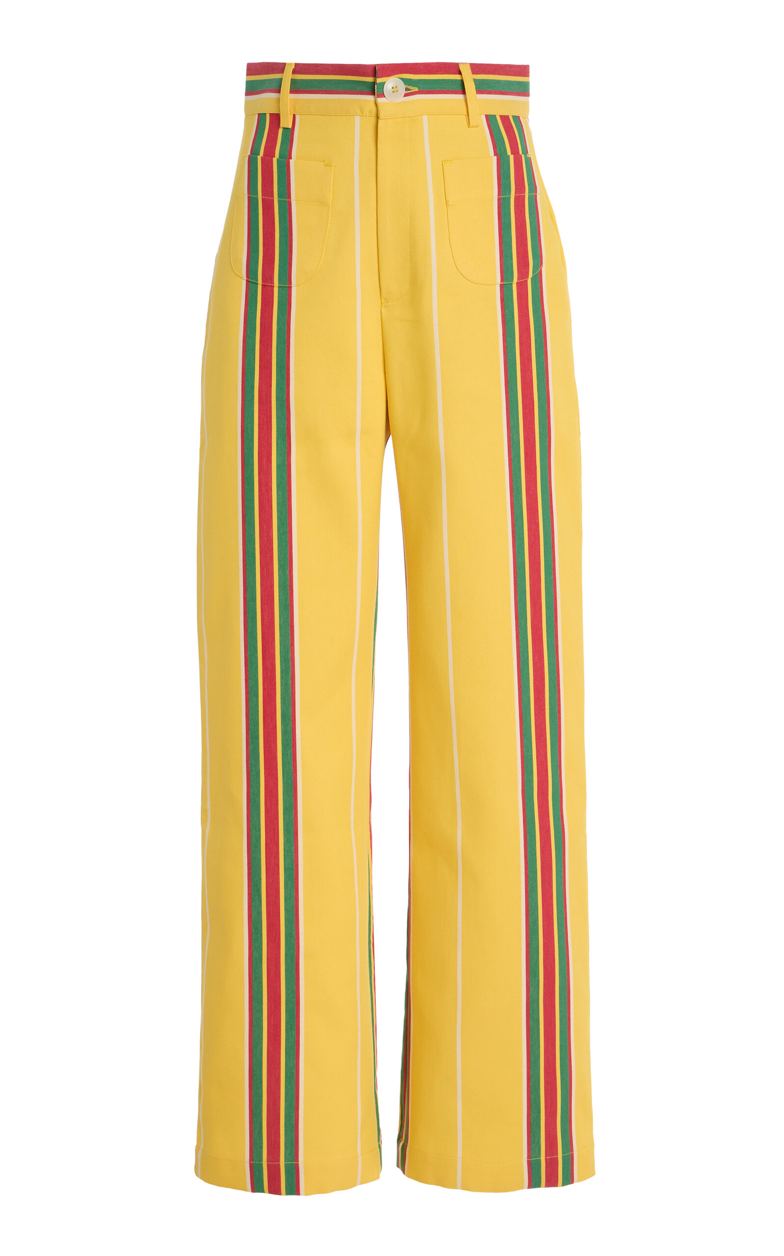 La Veste Exclusive Riviera Pippi Striped Cotton Pants In Yellow