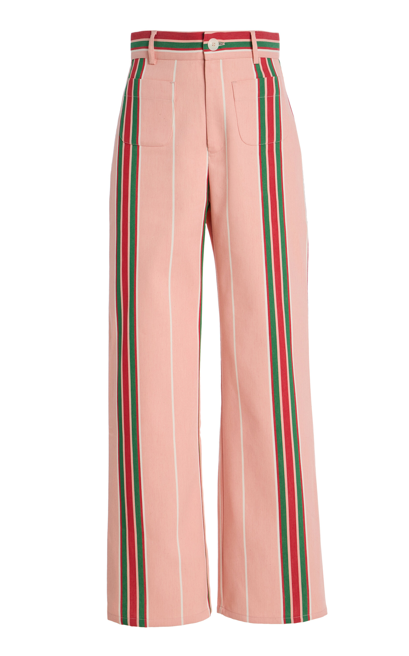 La Veste Exclusive Riviera Pippi Striped Cotton Pants In Pink