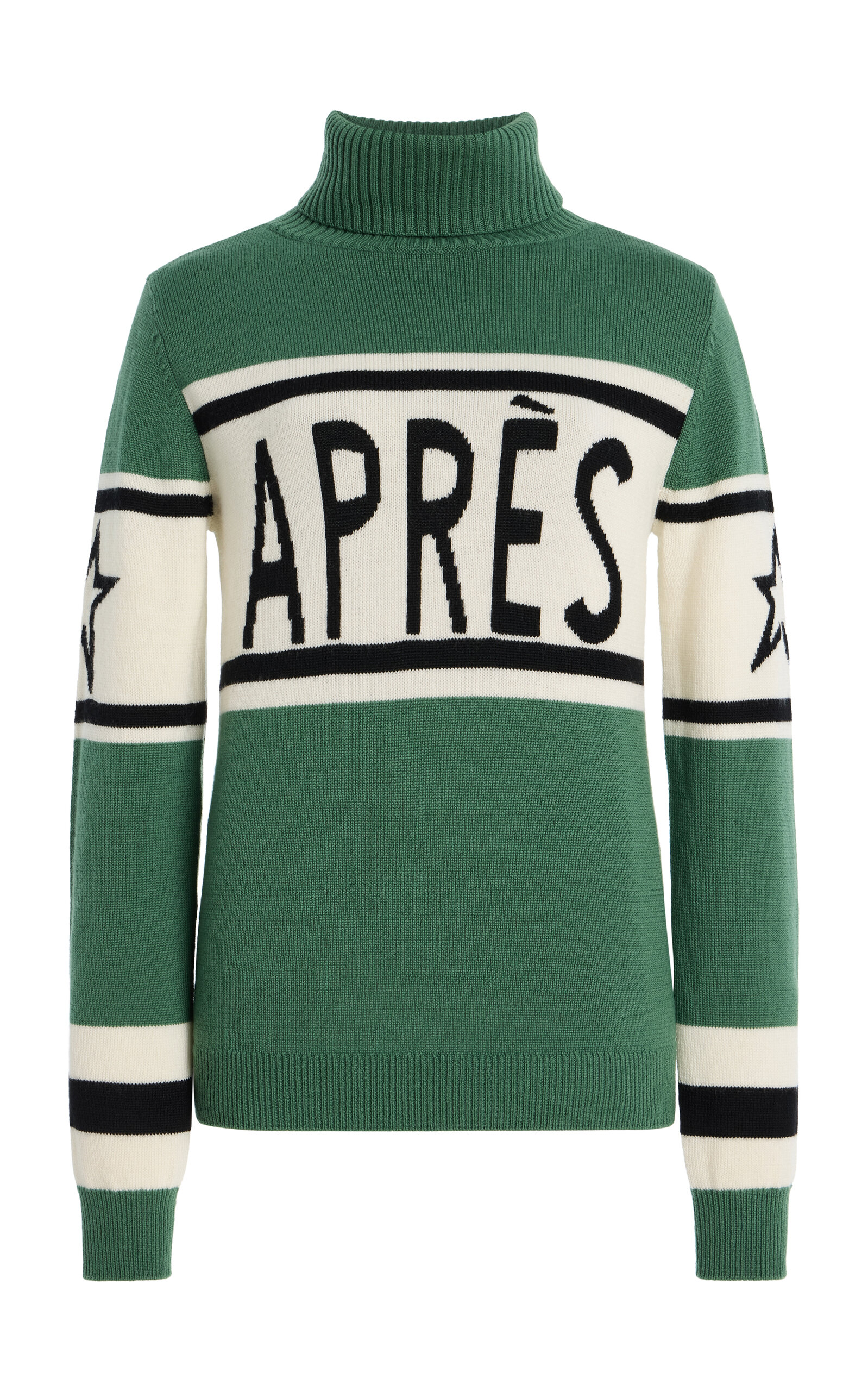Perfect Moment Intarsia-knit Turtleneck Sweater In Green