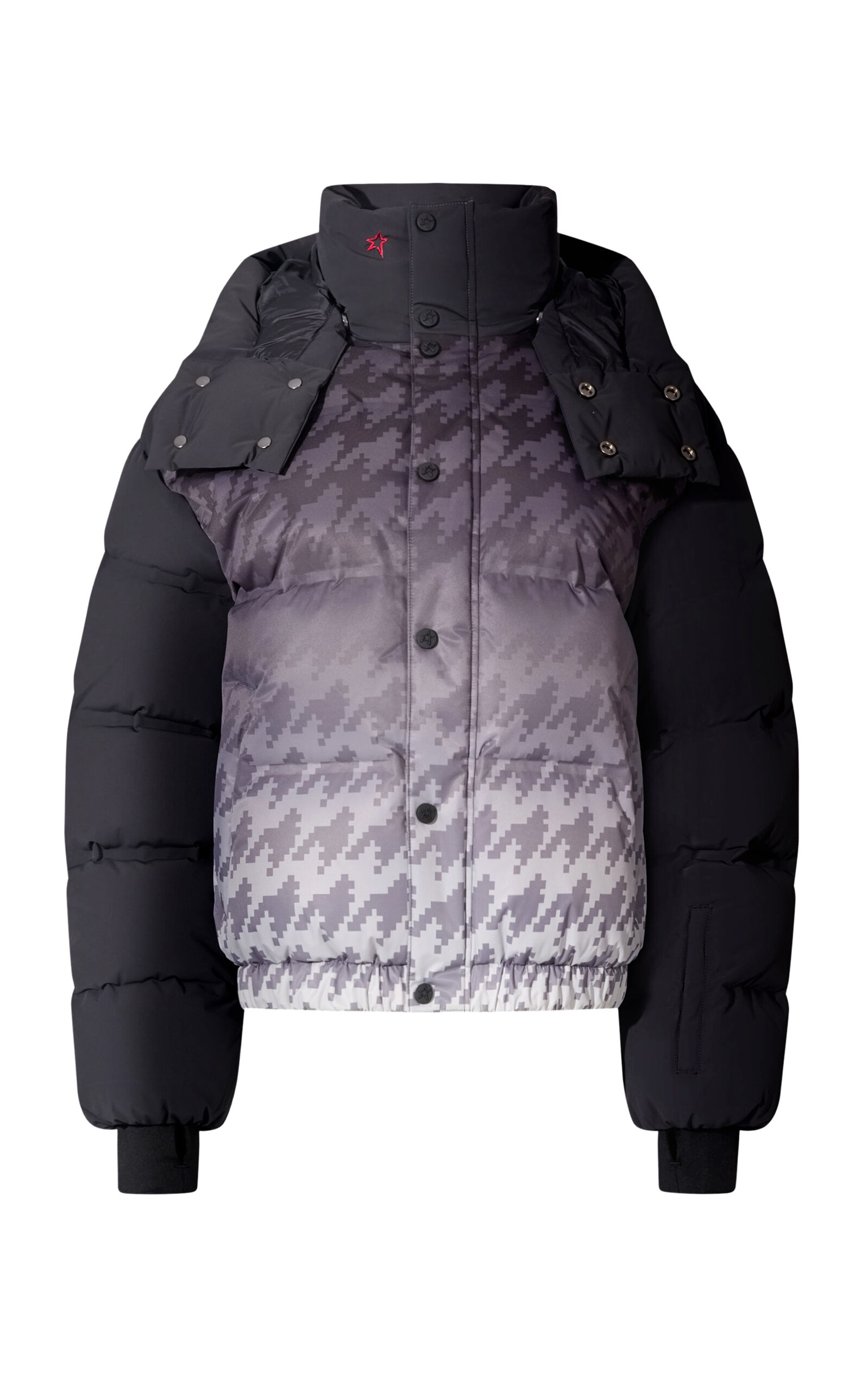 Perfect Moment Moment Houndstooth Down Ski Jacket In Black
