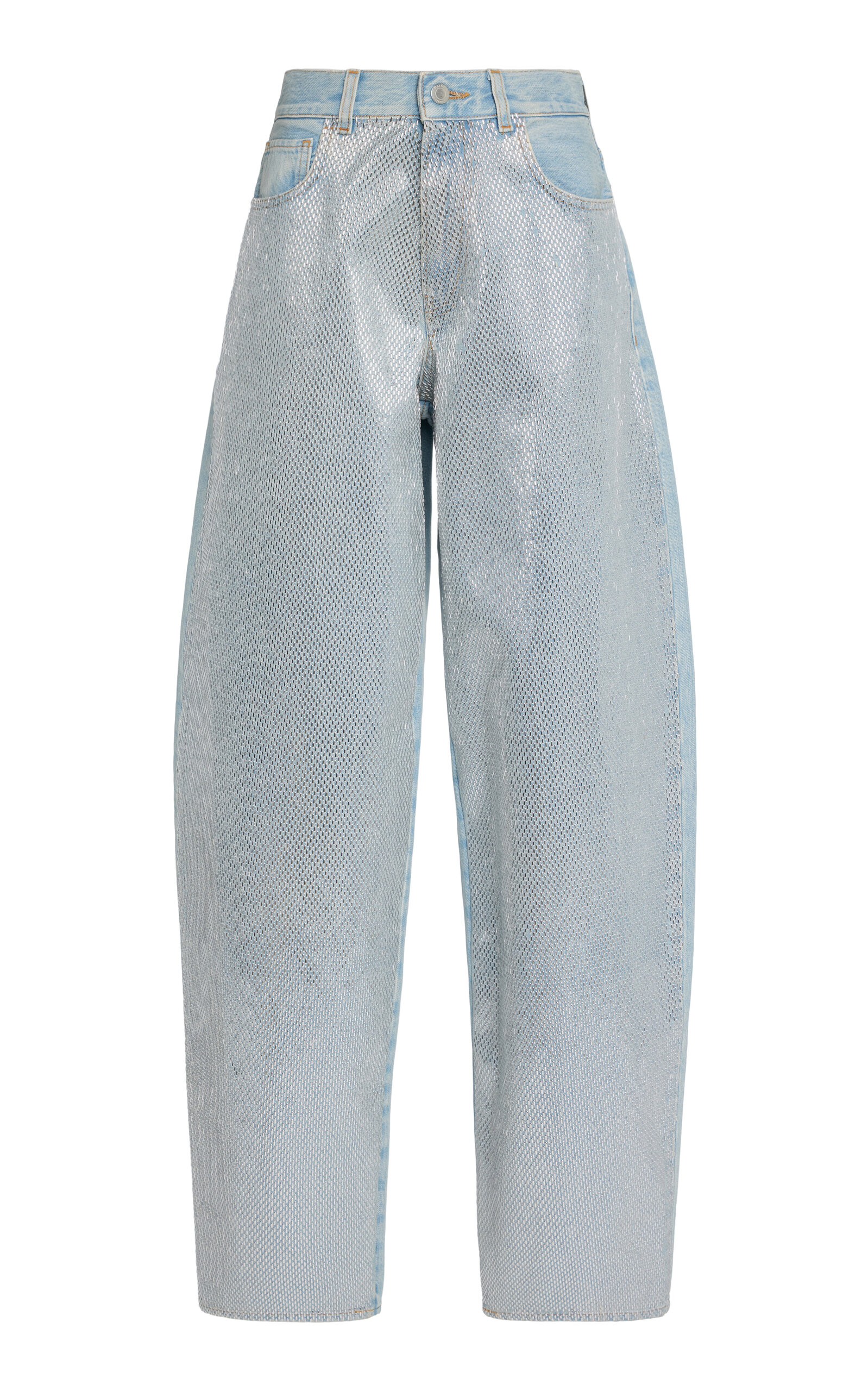 Haikure Bibi Stapled Rigid High-rise Barrel-leg Jeans In Blue