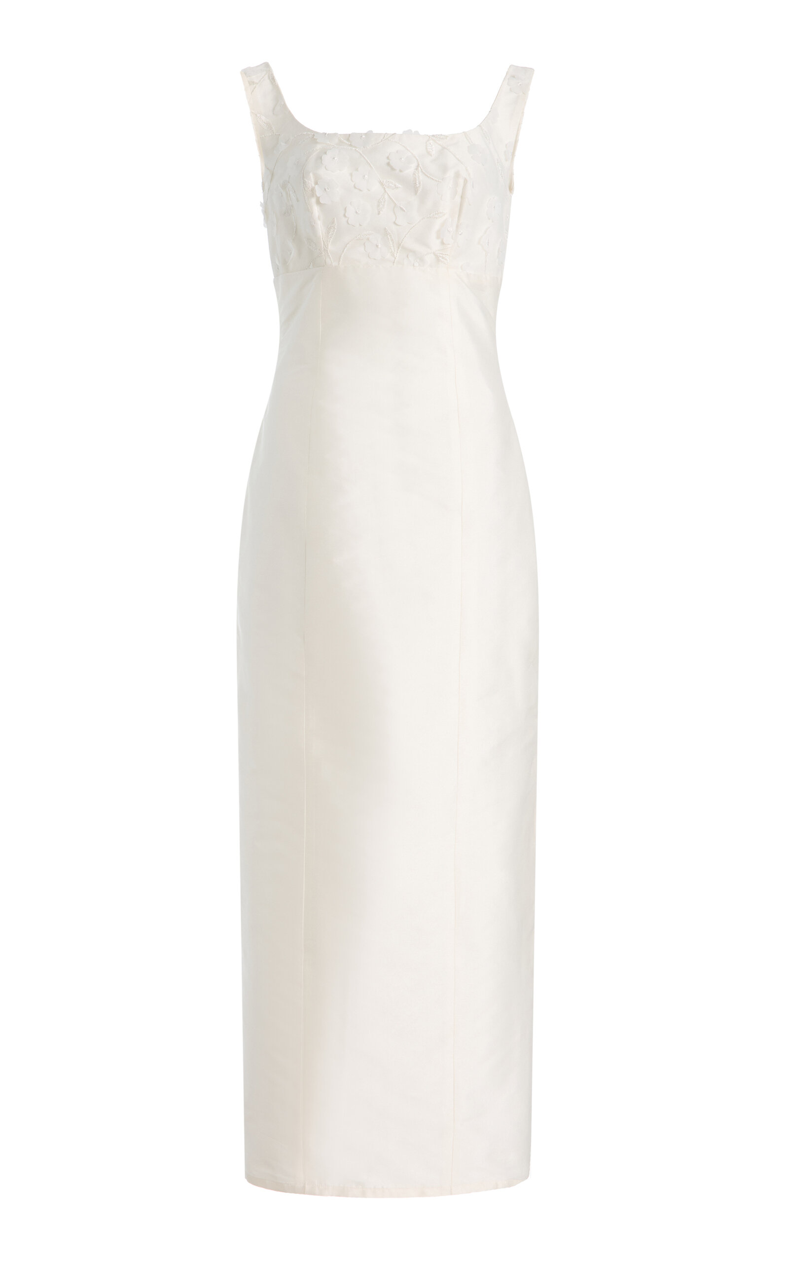 Marlies Grace Allegra Floral-appliquéd Satin Maxi Dress In White