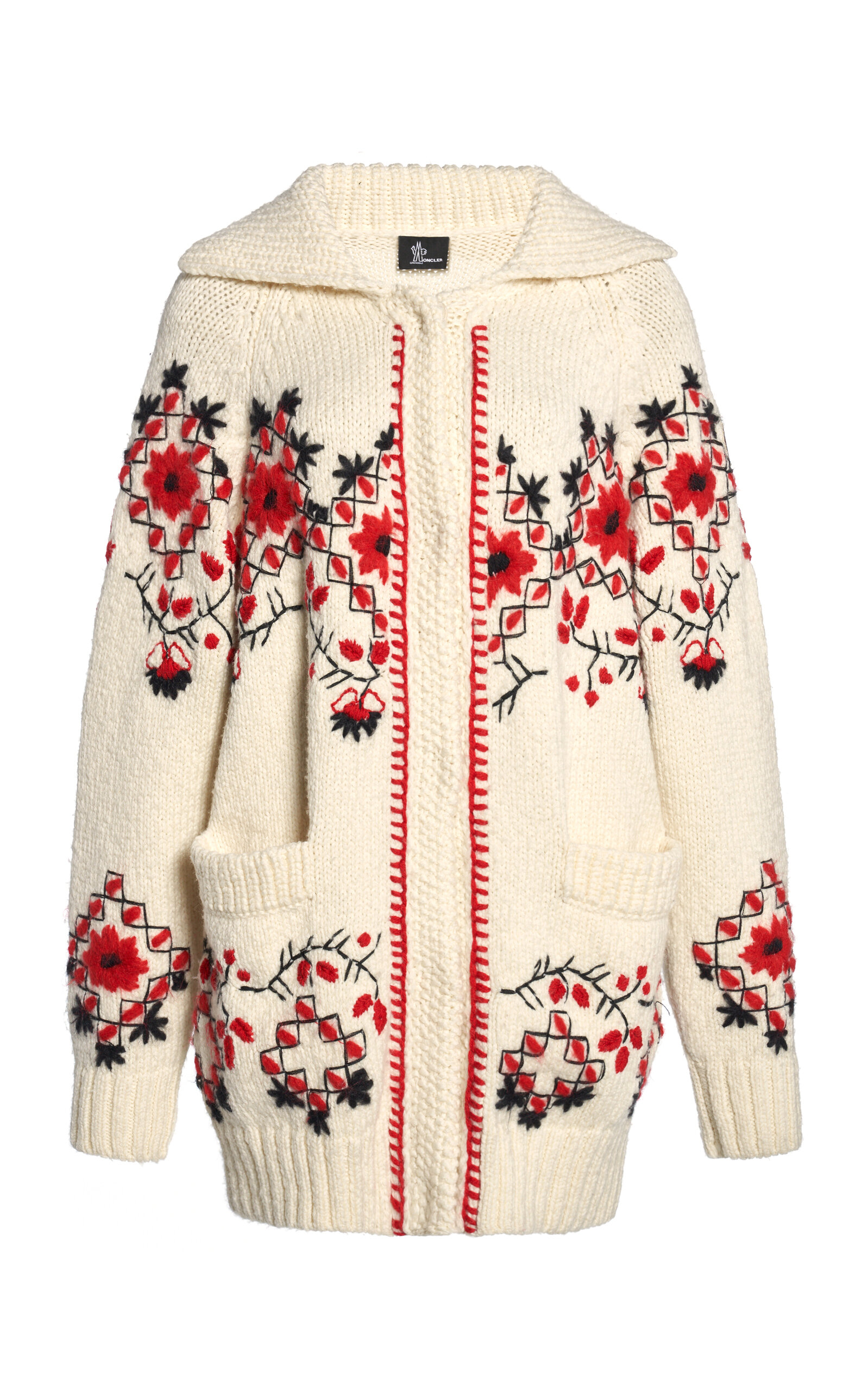 Moncler Embroidered Nylon-wool Cardigan In Multi
