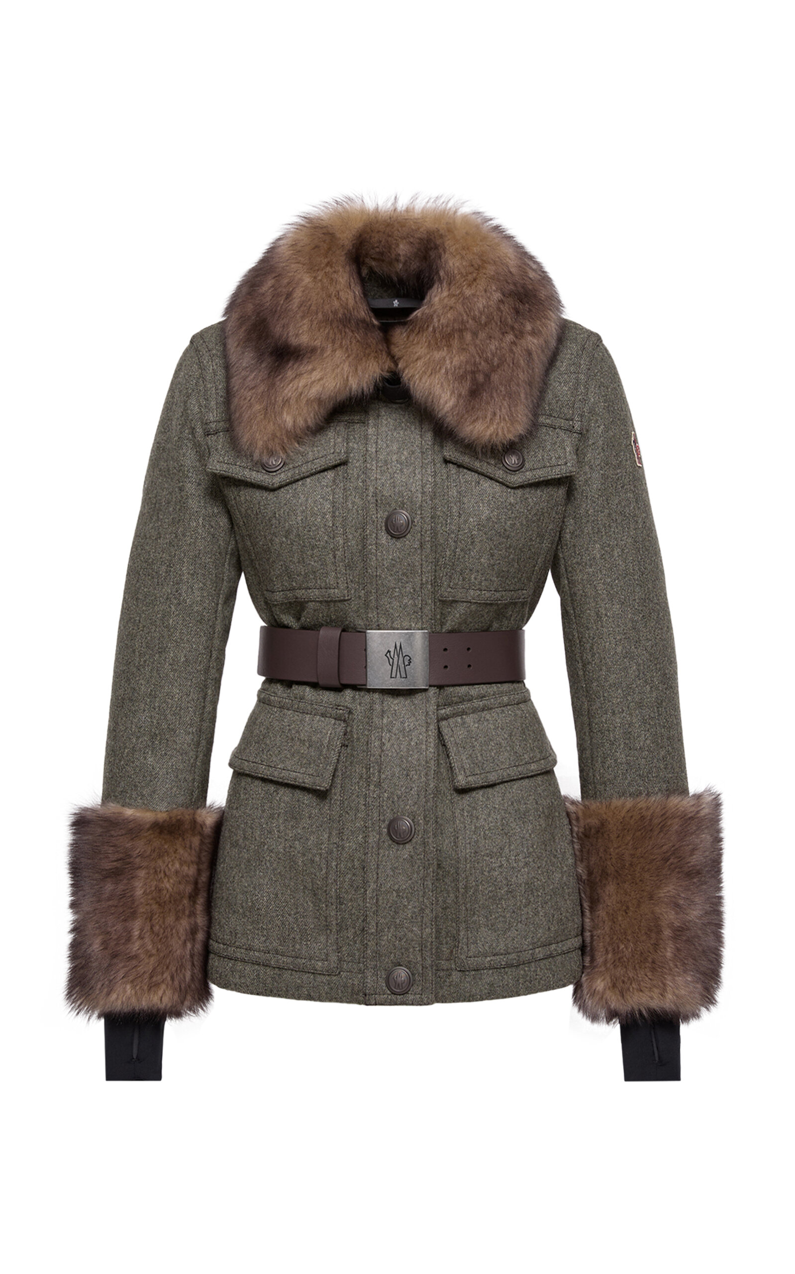 Moncler Grenoble Devez Shearling-Trimmed Wool Down Field Jacket