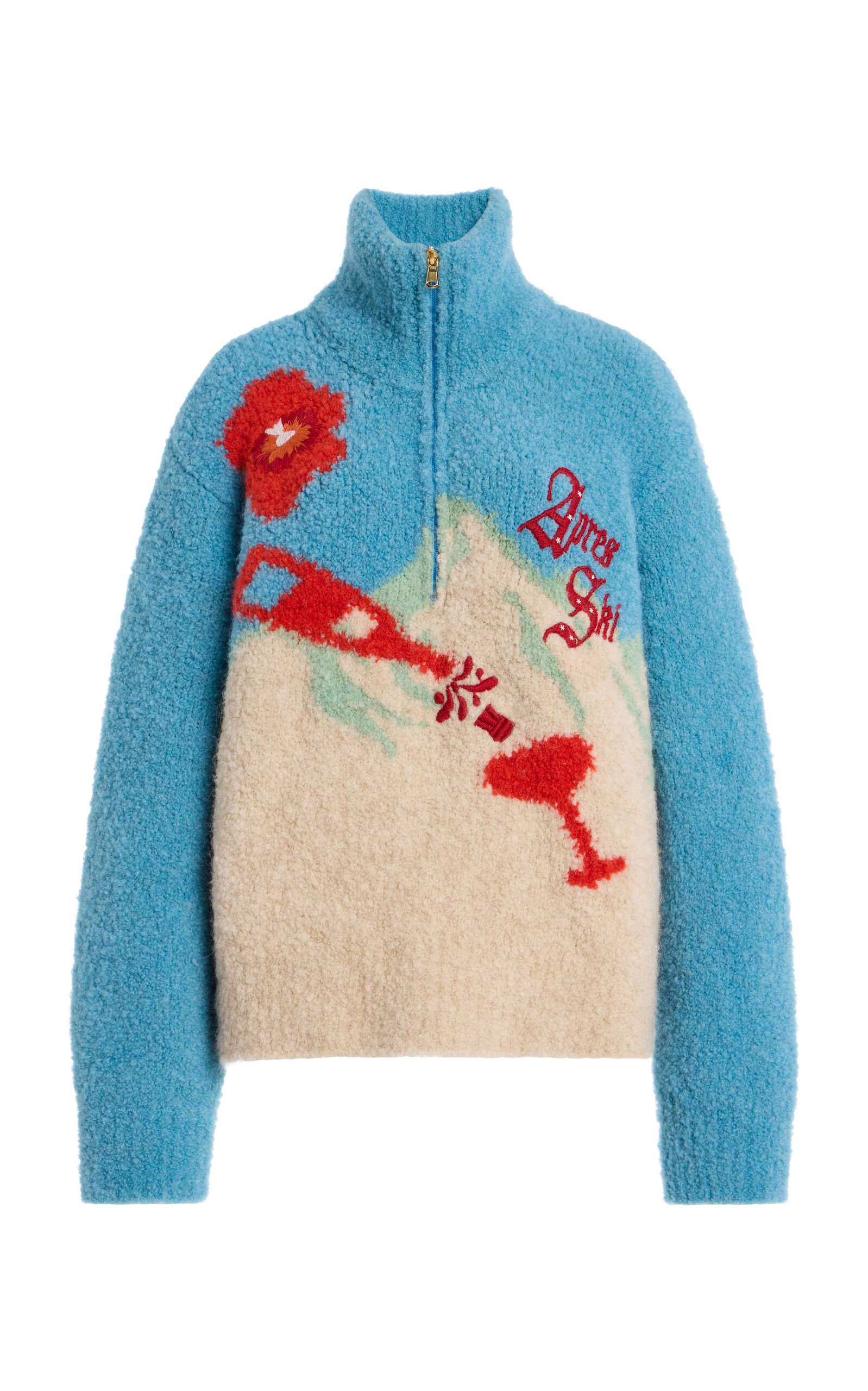 We Norwegians X Markarian Bouclé Quarter-zip Sweater In Blue