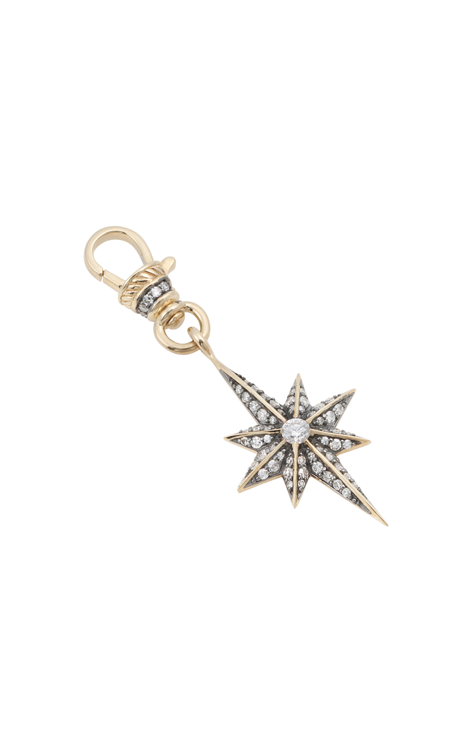 Lucy Delius 14k Yellow Gold Antique Finish Victorian Star Diamond Pendant On Clip
