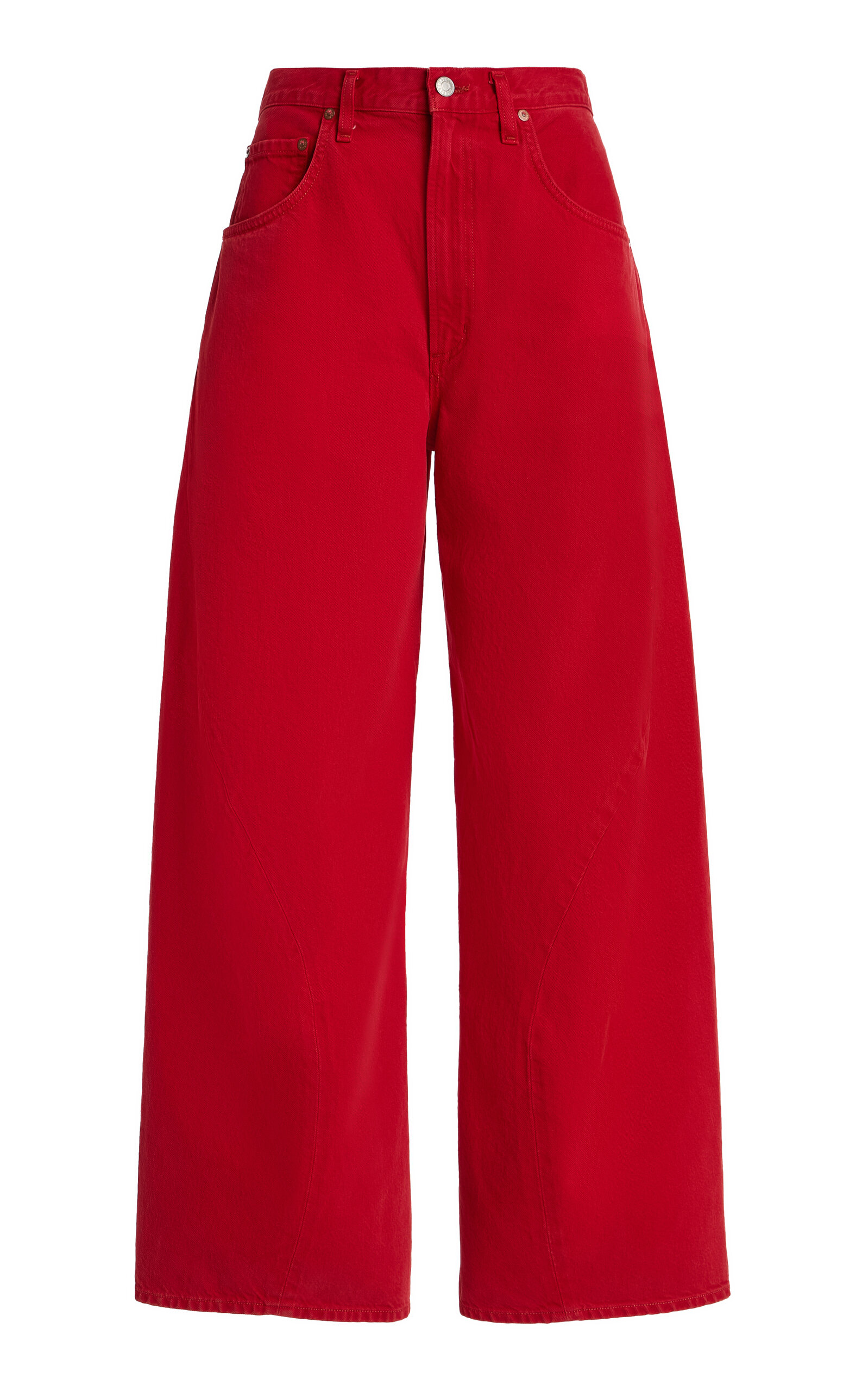 Agolde Twist Rigid High-rise Wide-leg Jeans In Red