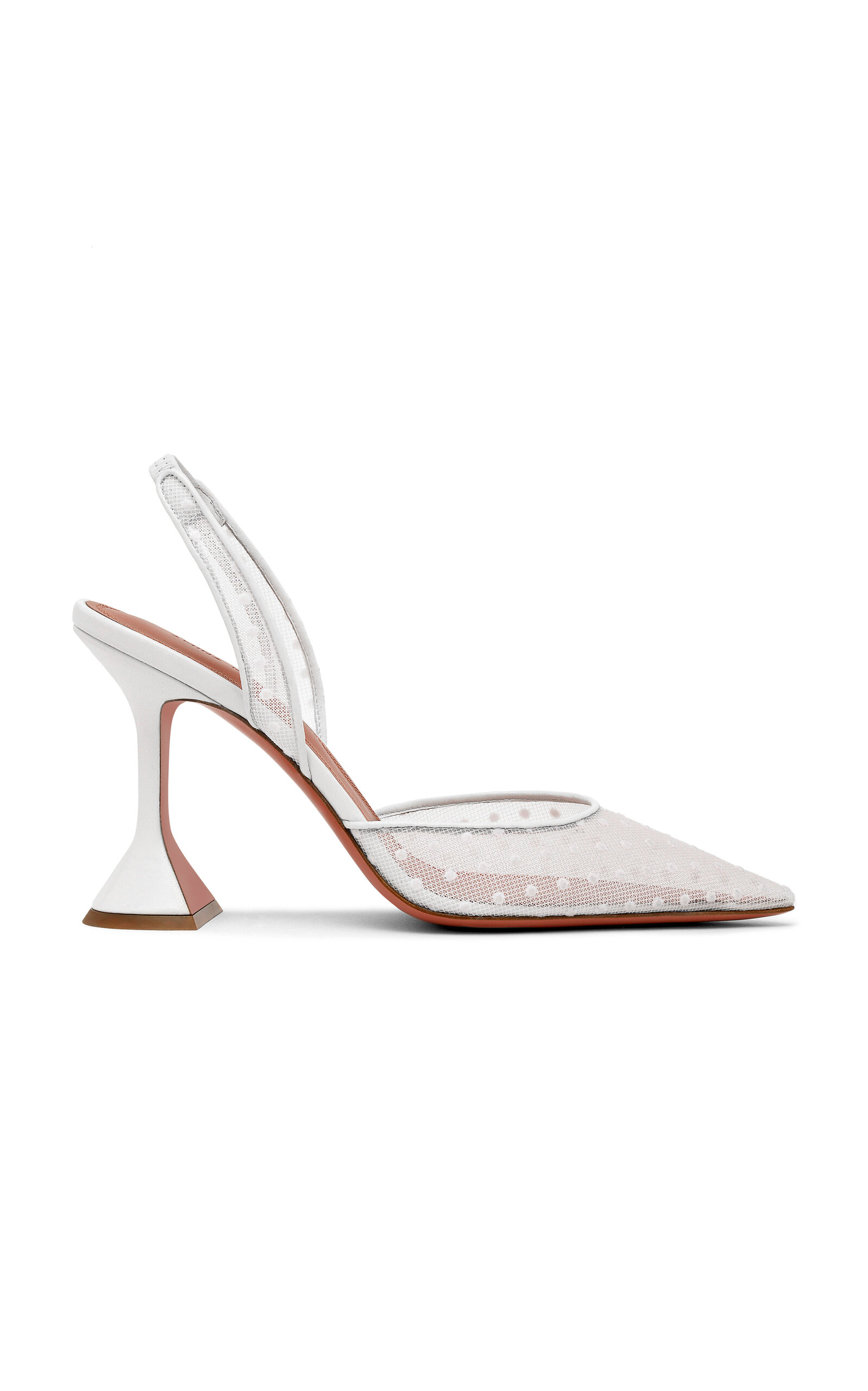 Amina Muaddi Holli Polka-dot Lace Slingback Pumps In White
