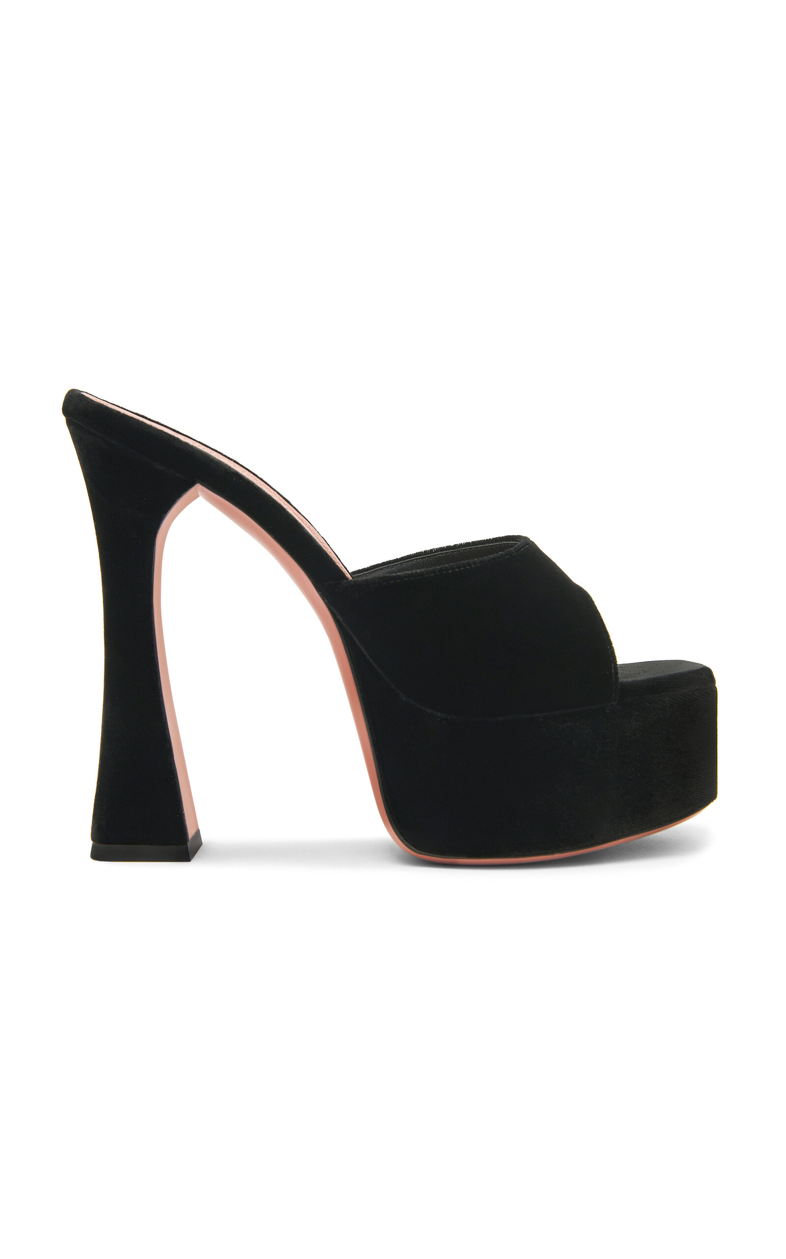 Amina Muaddi Dalida Velvet Platform Sandals In Black