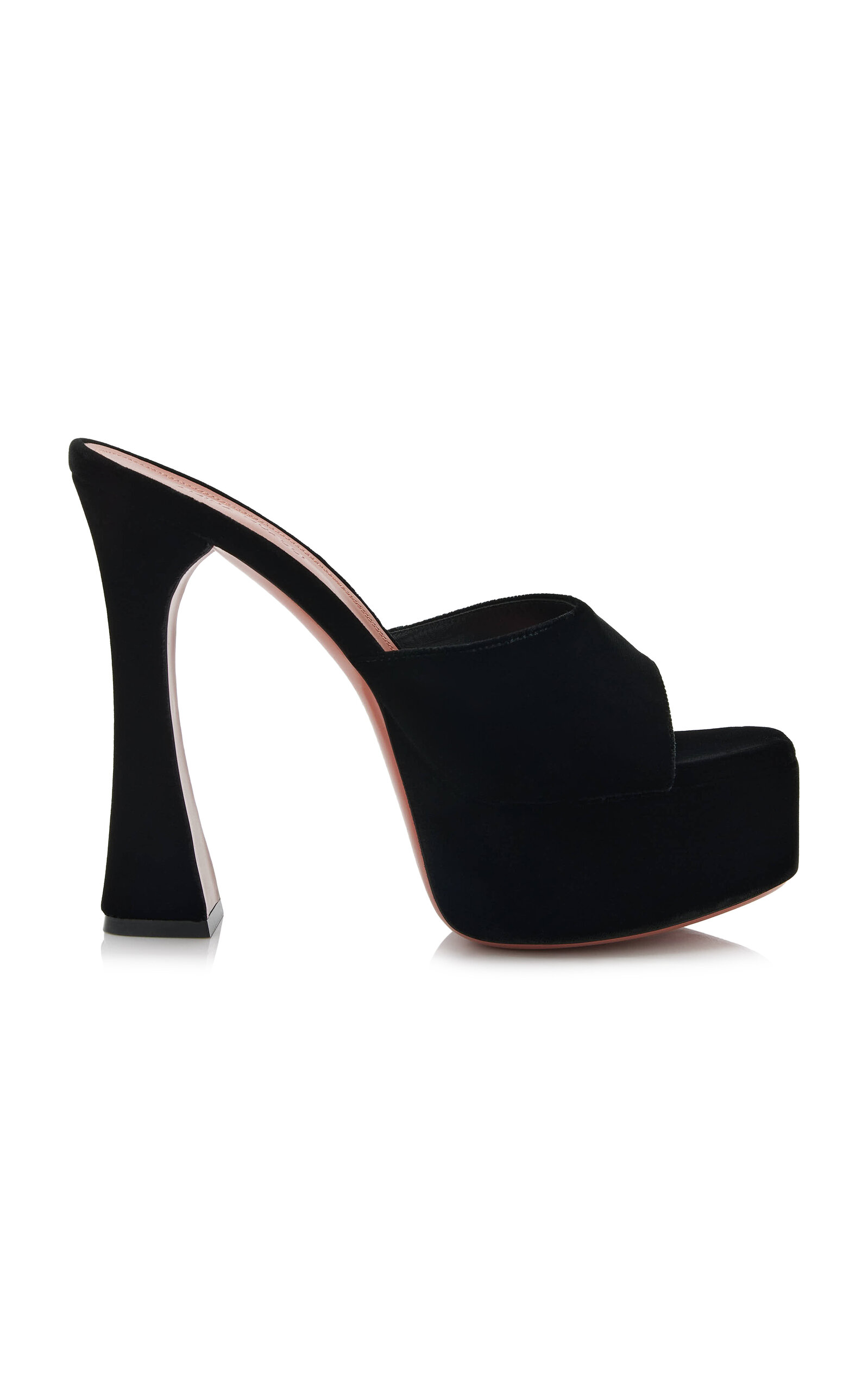 Amina Muaddi - Dalida Velvet Platform Mules - Black - IT 39.5 - Moda Operandi