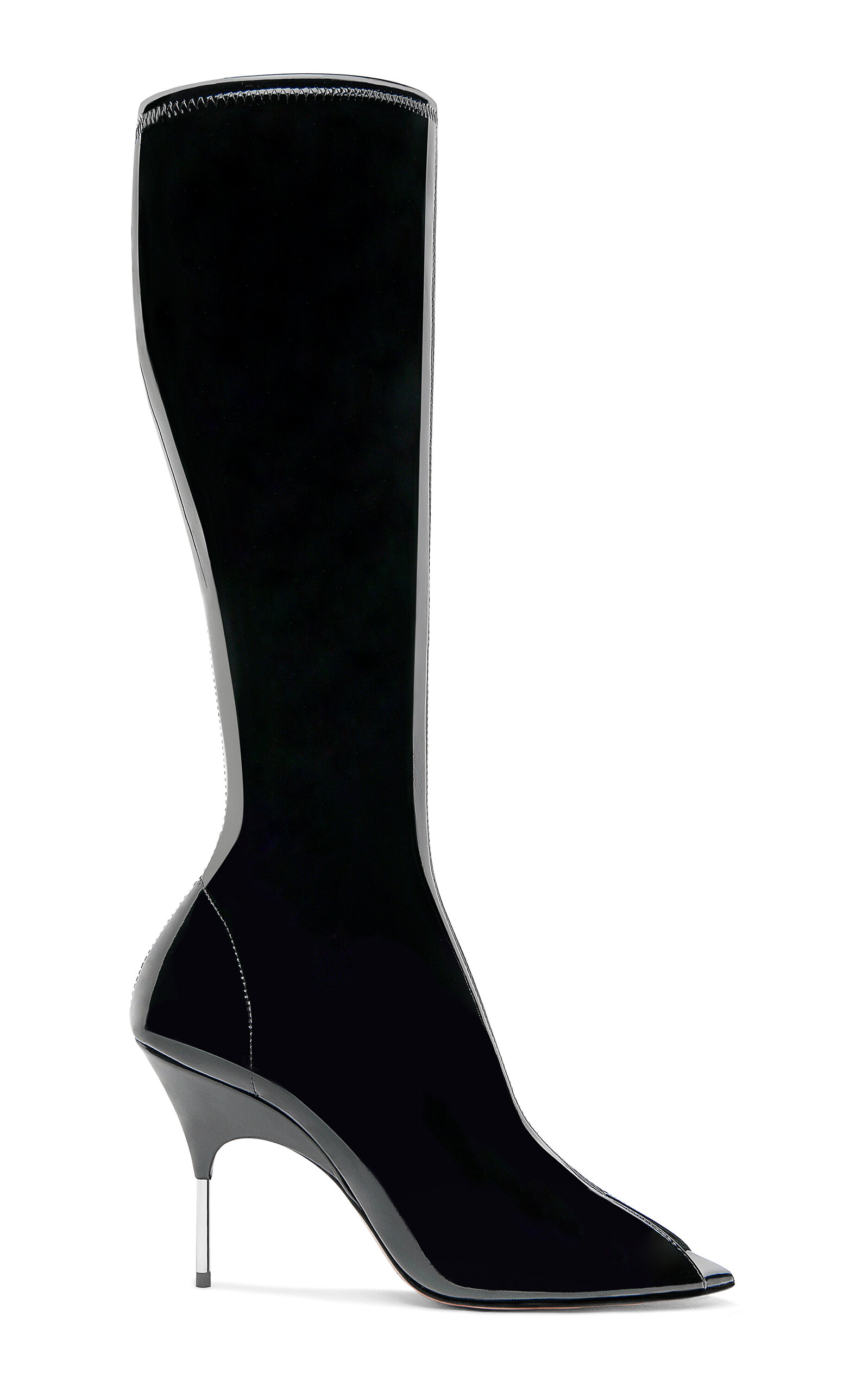 Amina Muaddi Bruna Latex Knee Boots In Black