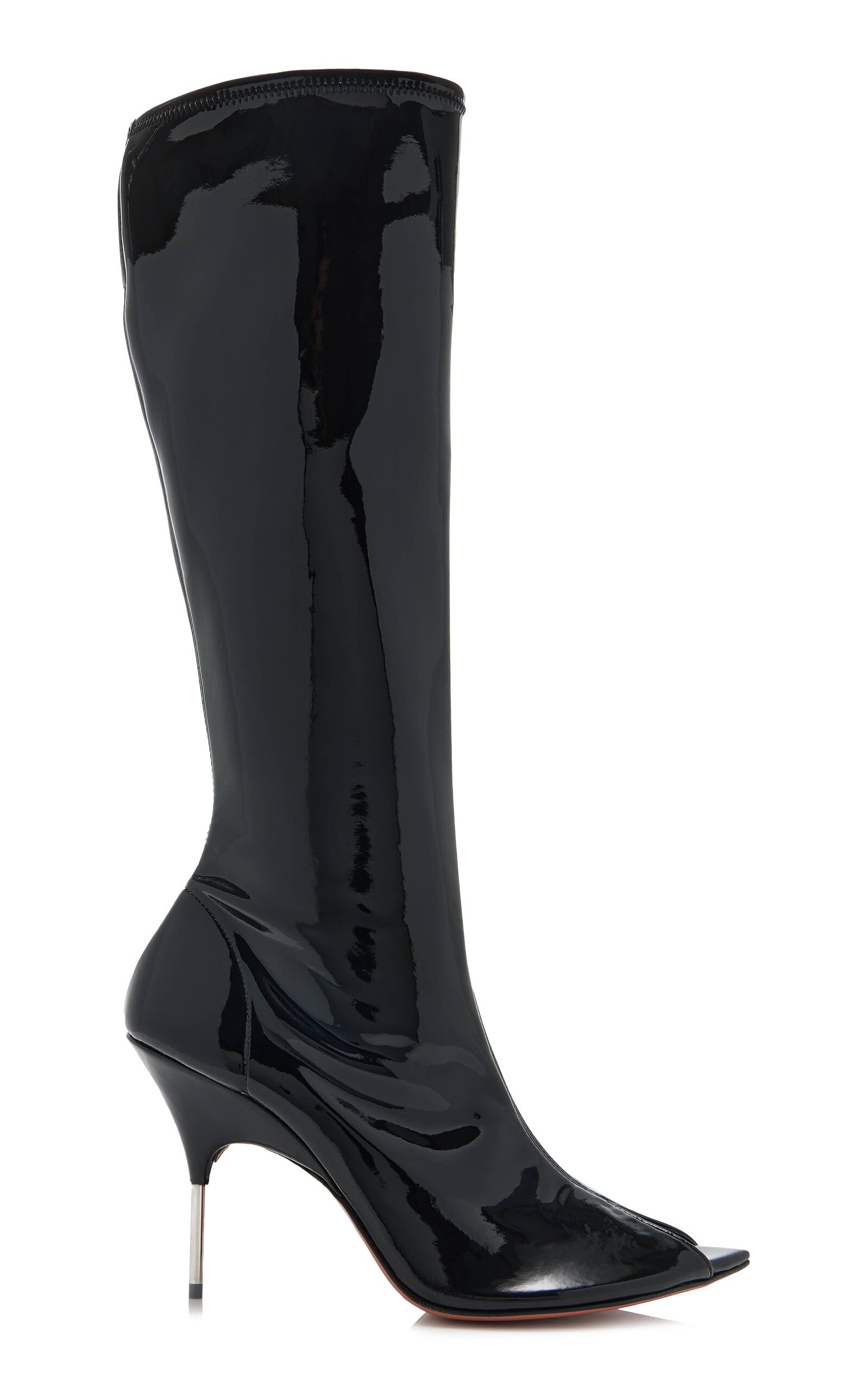 Amina Muaddi - Bruna Latex Knee Boots - Black - IT 37 - Moda Operandi