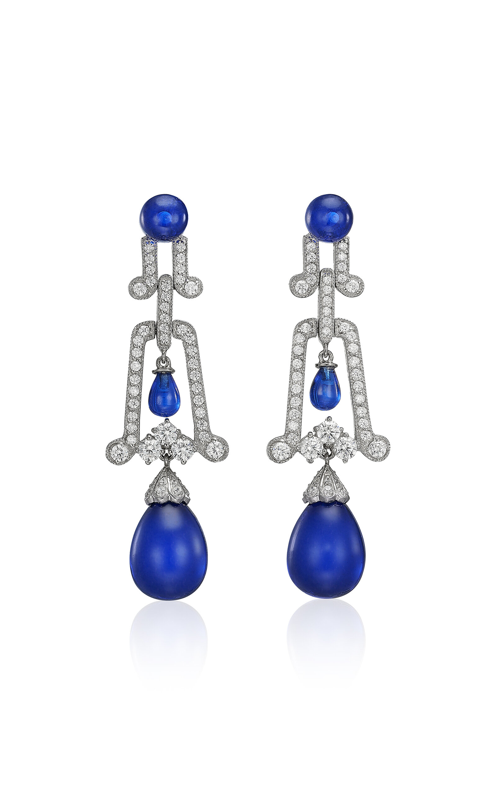 Anabela Chan 18k White Gold And Rhodium Vermeil Royal Blue Moderne Earrings