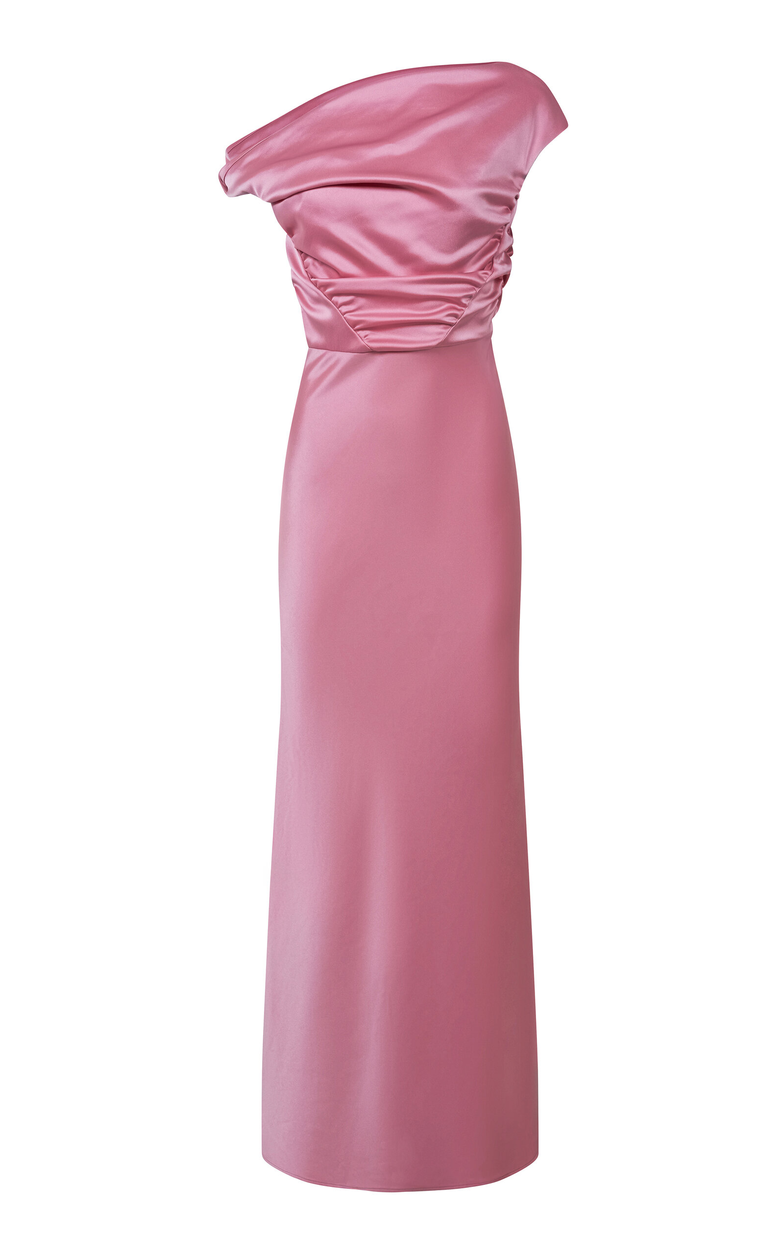 Paris Georgia Davie Draped Satin Gown In Pink