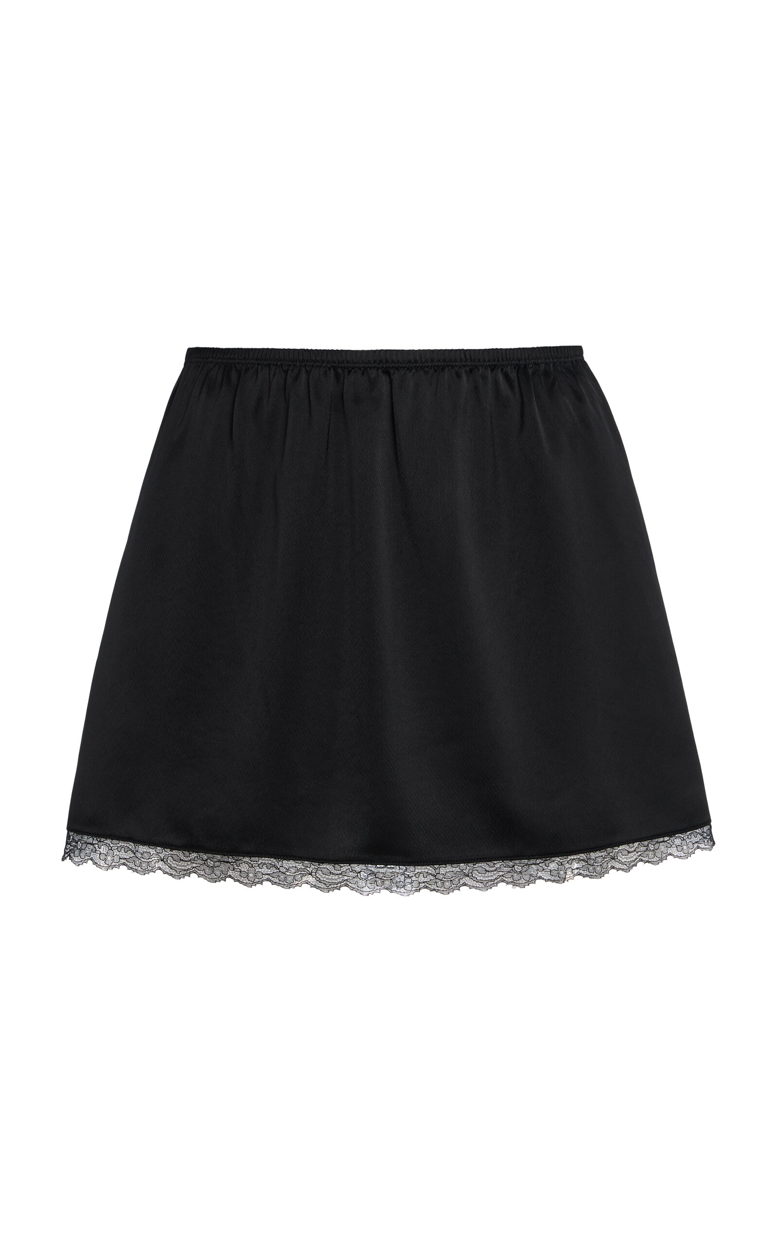 Leset Barb Lace-trimmed Satin Mini Skirt In Black