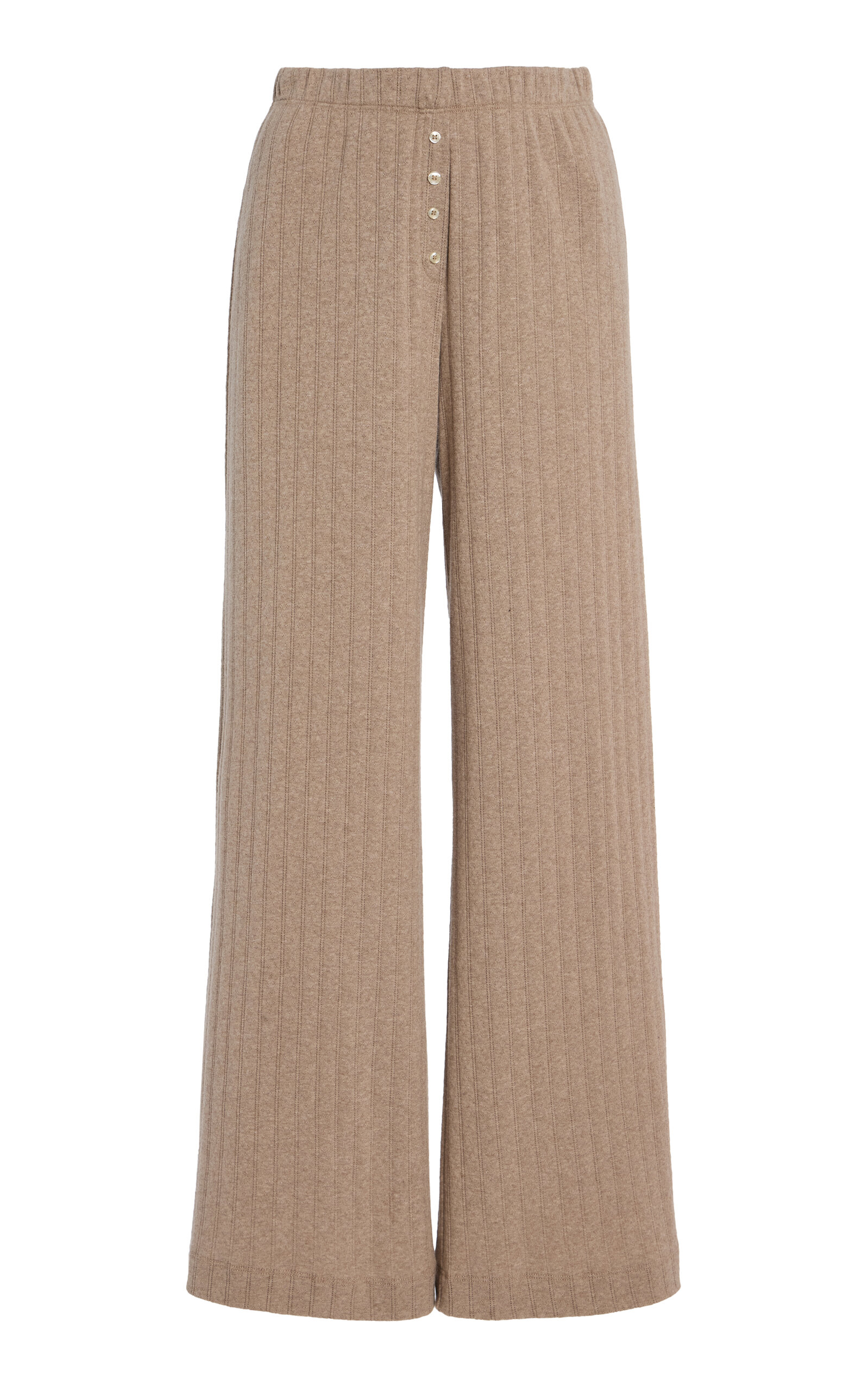 Leset Pointelle Boxer Straight-leg Pants In Neutral