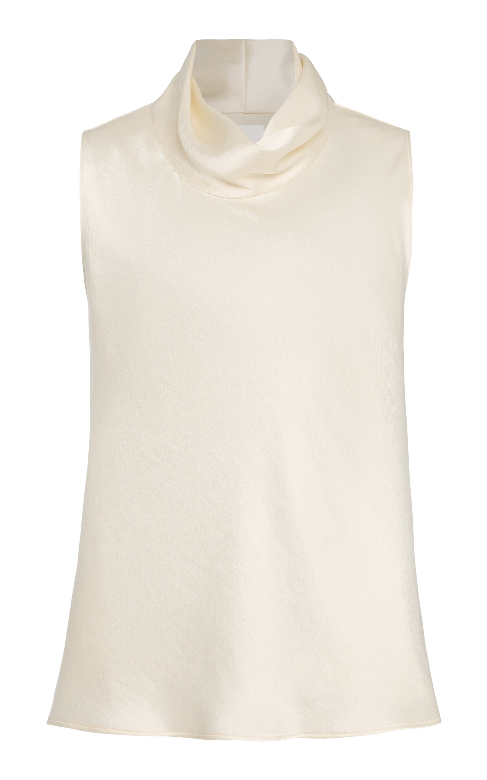 Leset Barb Cowl-Neck Satin Top - White - Women's Clothing